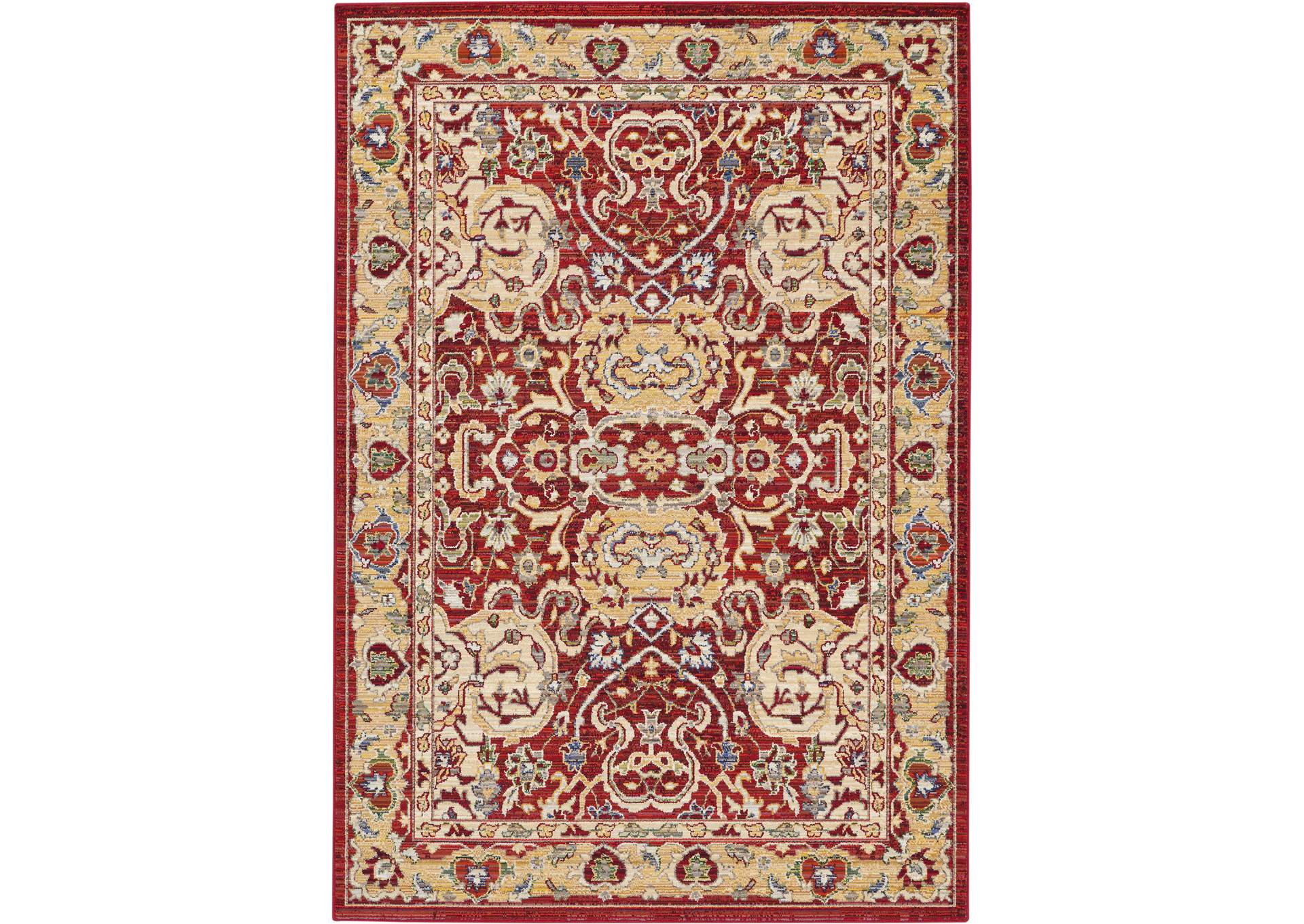 Nourison Majestic 6'x8' Red and Gold Persian Area Rug,Nourison