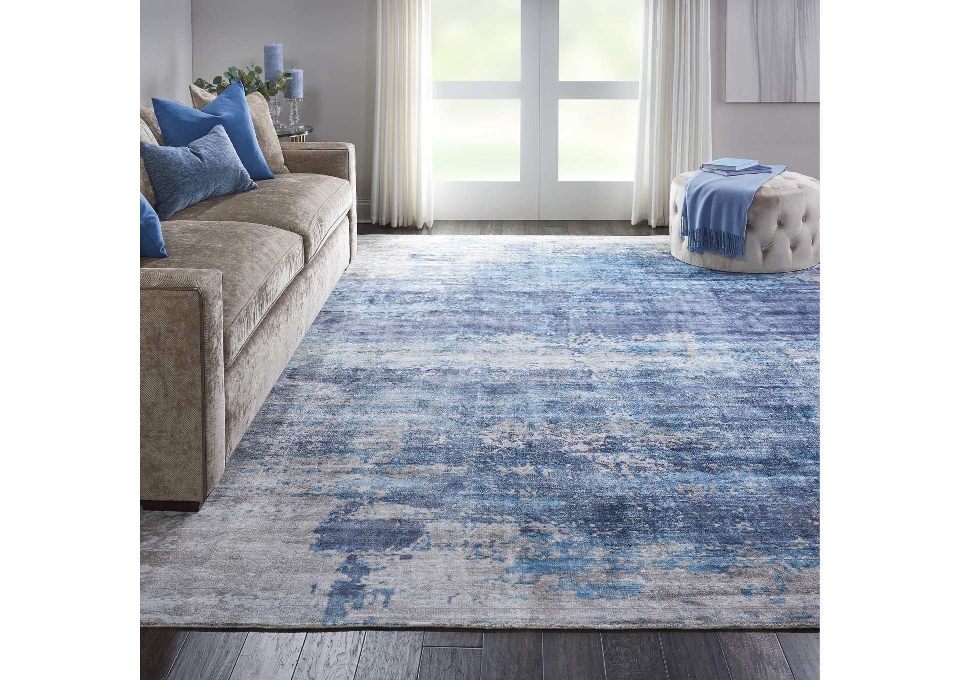 kathy ireland Home Safari Dreams KI374 Blue 9'x12' Oversized Rug,Nourison