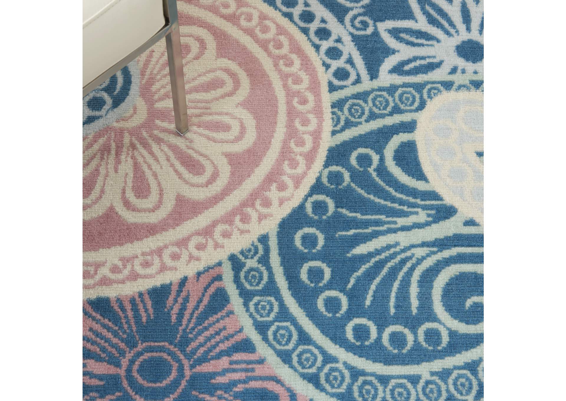 Nourison Jubilant JUB13 Pink and Blue 5'x7' Boho Area Rug,Nourison