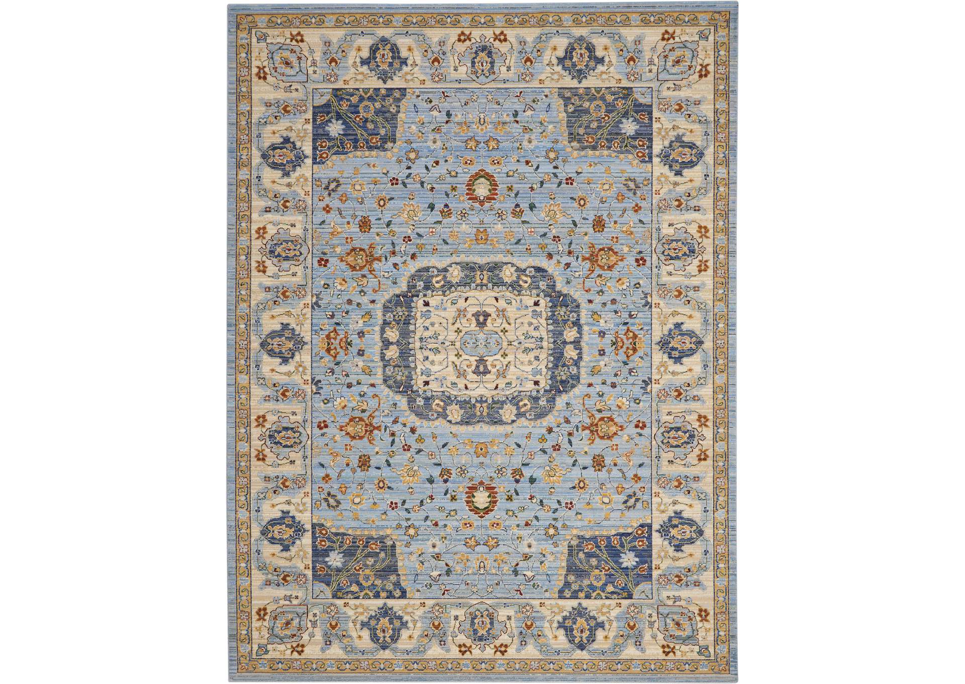 Nourison Majestic 9'x12' Light Blue Multicolor Persian Area Rug,Nourison