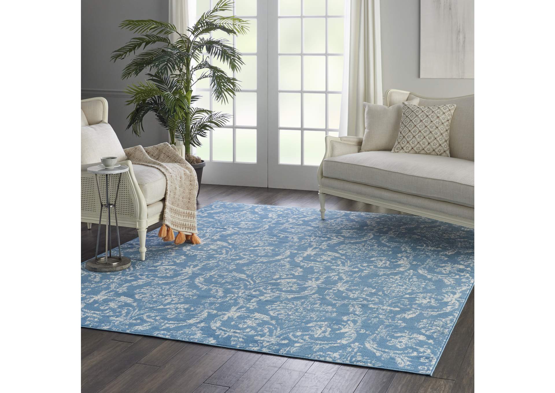 Nourison Jubilant JUB09 Blue 8'x10' Large Low-pile Rug,Nourison