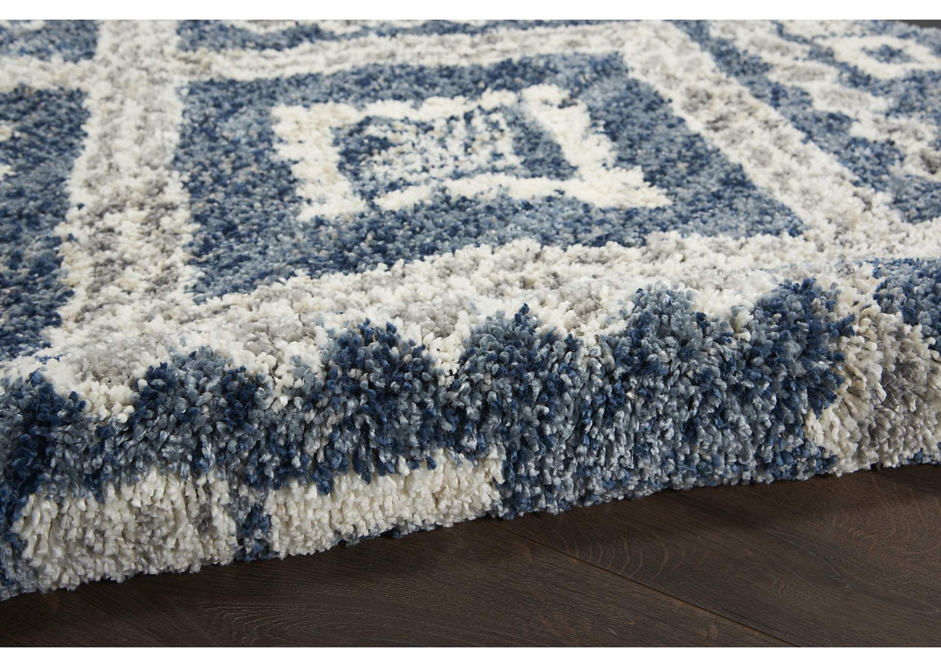 Nourison Oslo Shag OSL02 8'x11' Large Dark Blue and Grey Scandinavian Shag Rug,Nourison