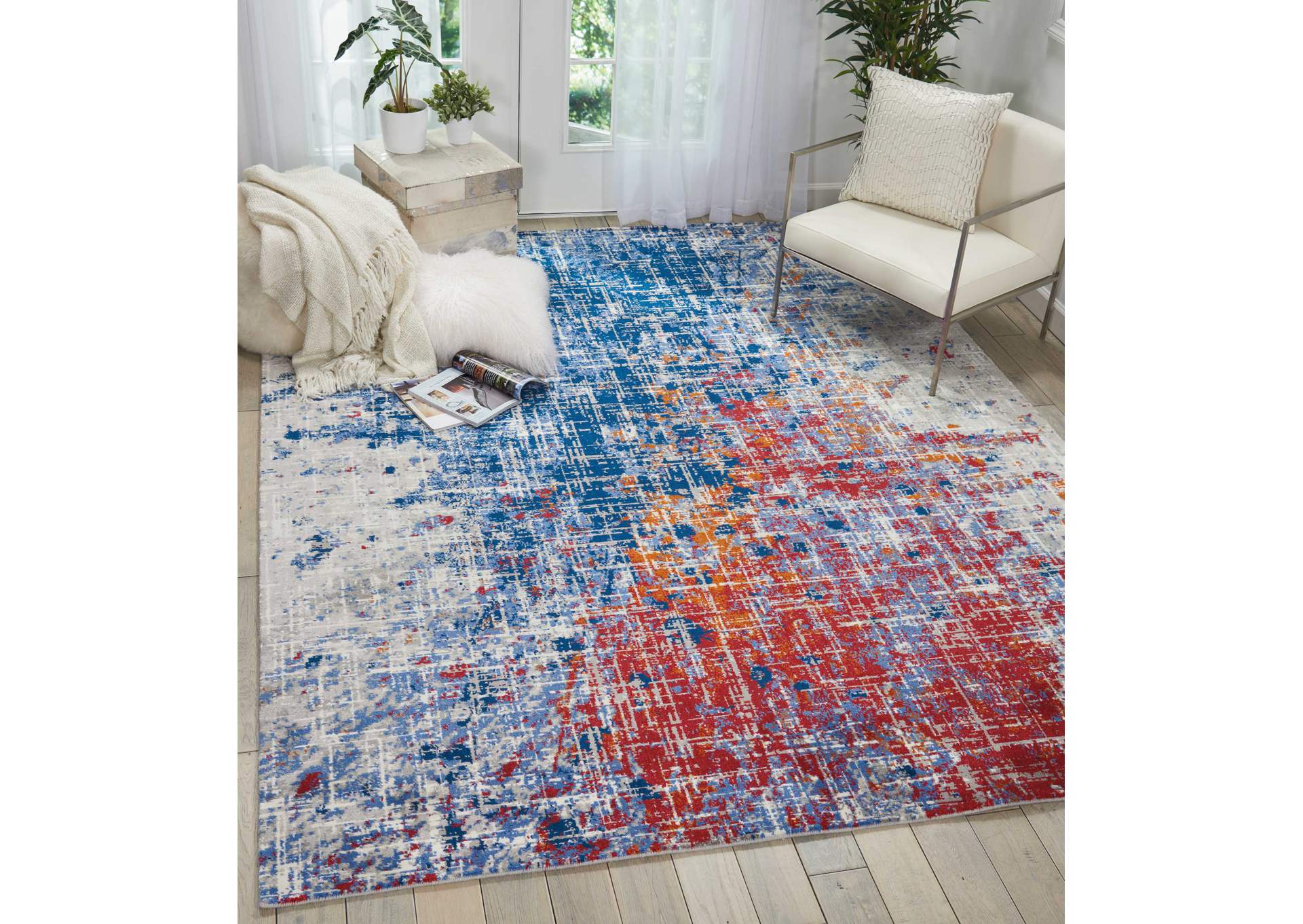 Nourison Twilight TWI25 Red and Blue 8'x10' Large Rug,Nourison