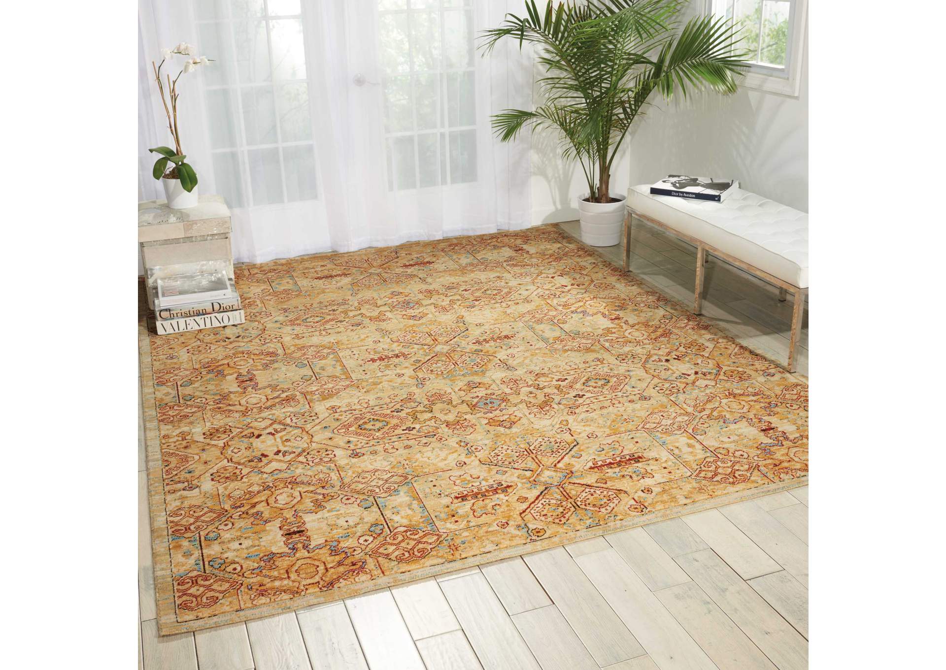 Nourison Rhapsody RH008 Yellow 5'x8' Area Rug,Nourison