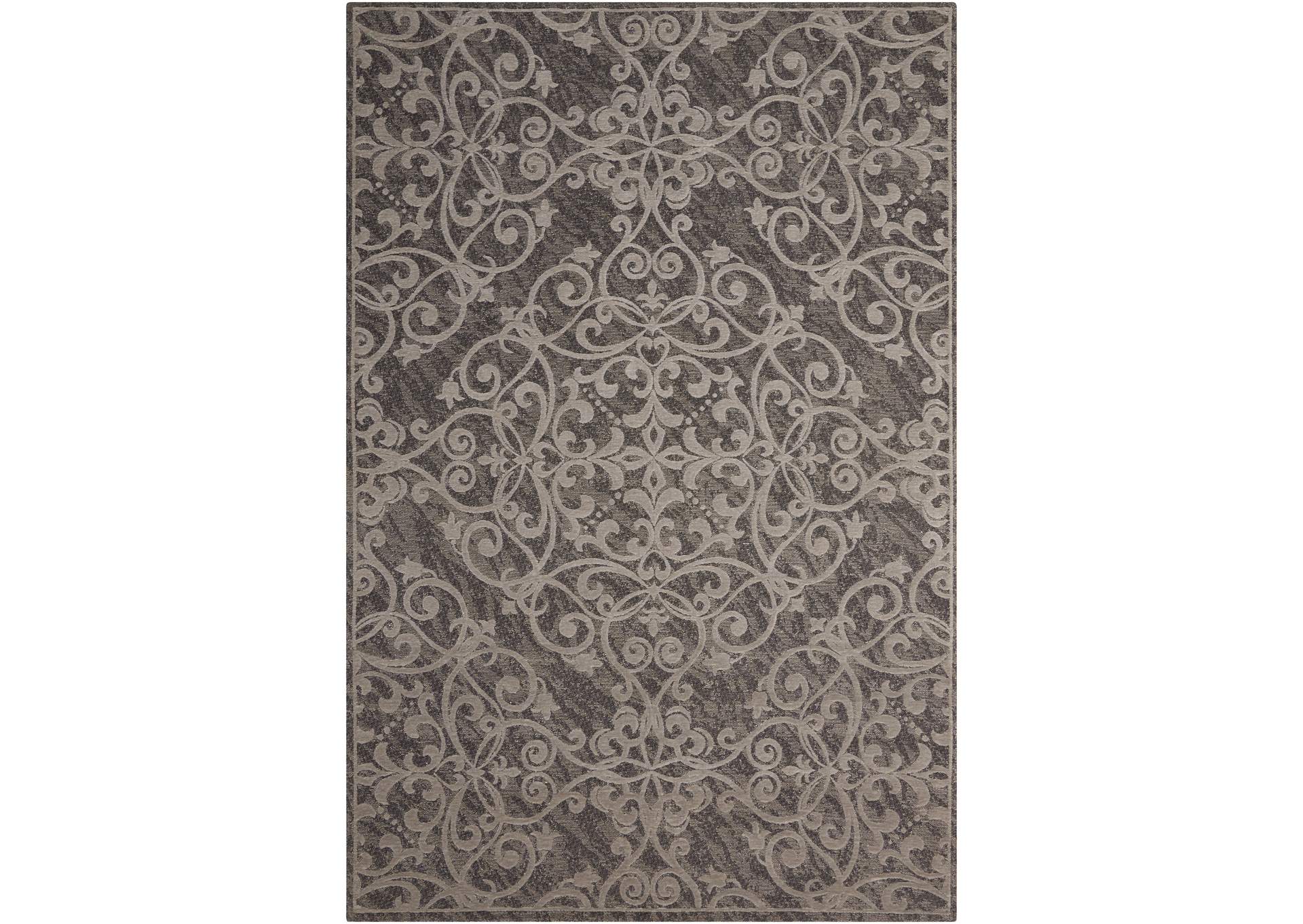 Nourison Damask DAS01 Grey 5'x7' Vintage Area Rug,Nourison