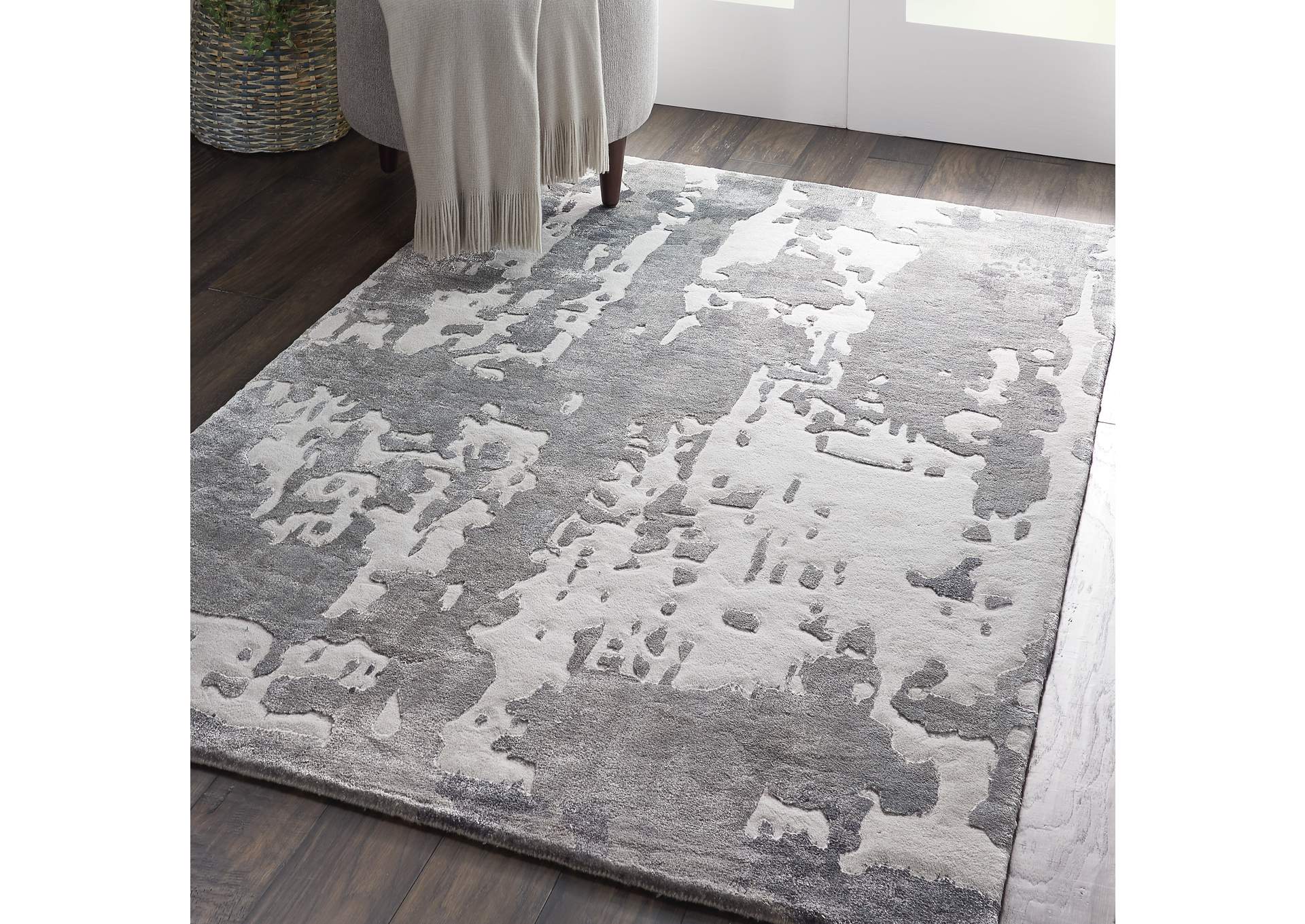 Nourison Prismatic 4'x6' Silver Grey Abstract Area Rug,Nourison