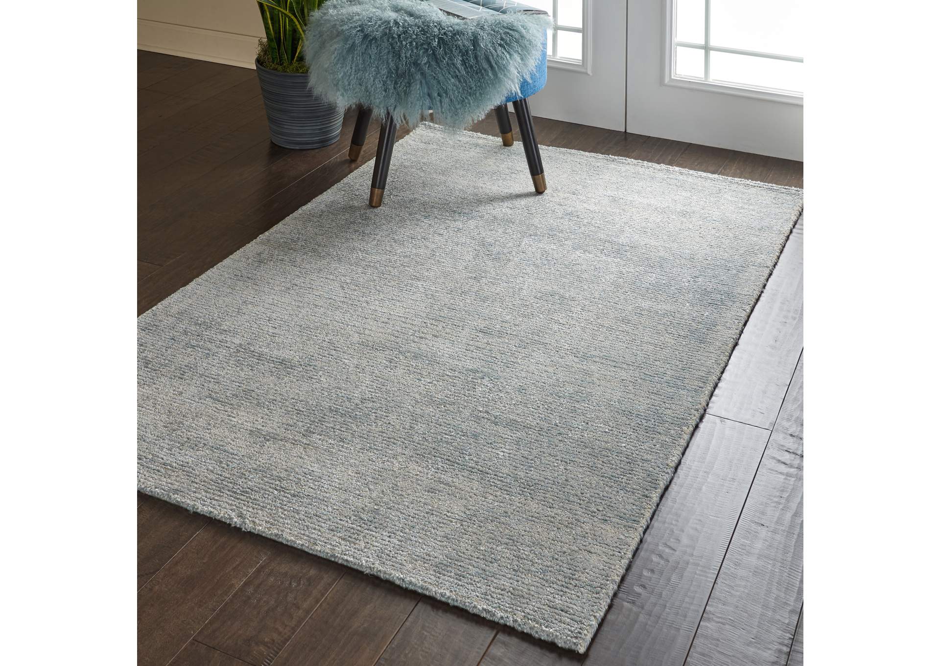 Nourison Weston WES01 Light Blue 4'x6' Contemporary Area Rug,Nourison