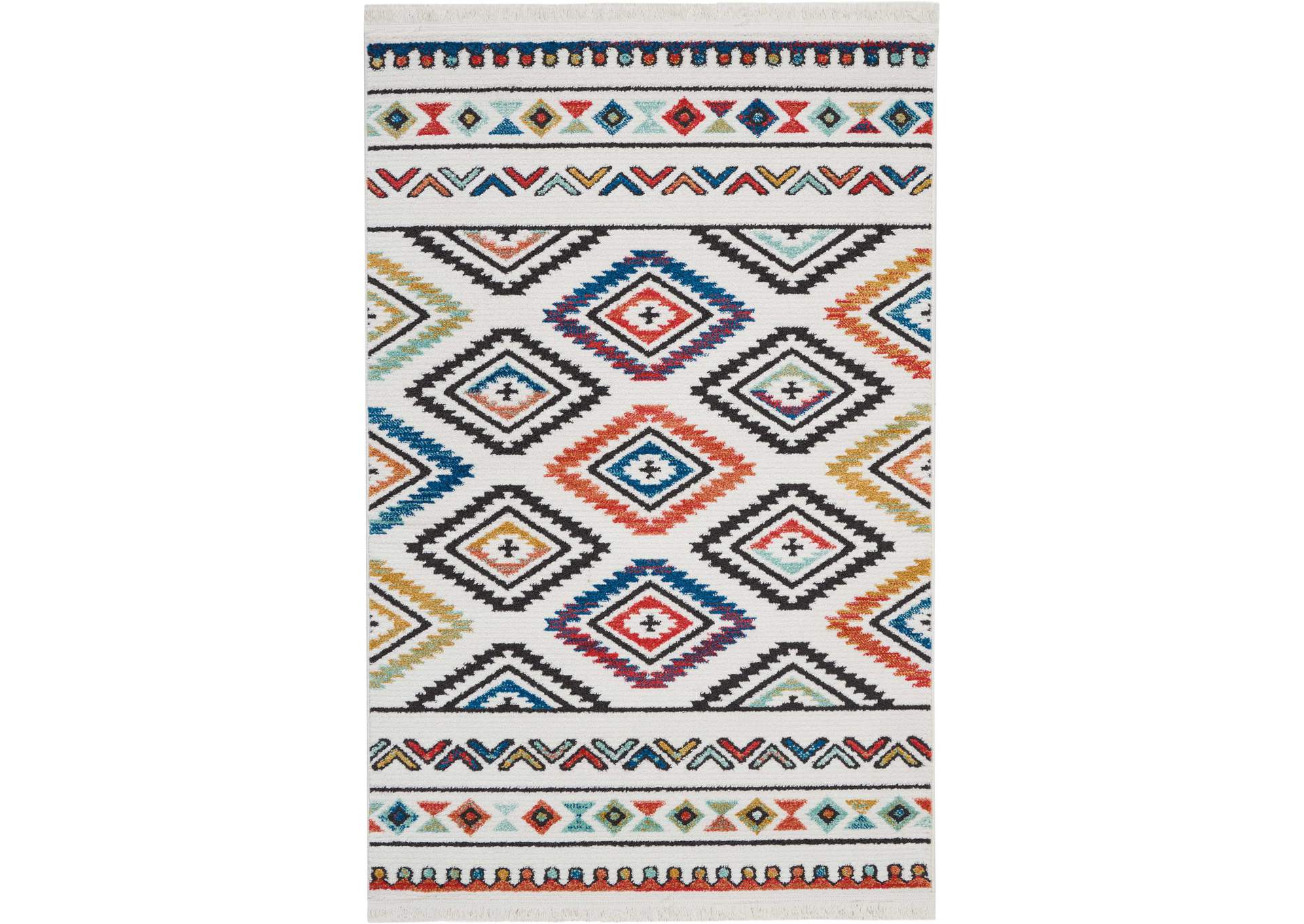 Nourison South Western NAV06 White Multicolor 4'x6' Area Rug,Nourison