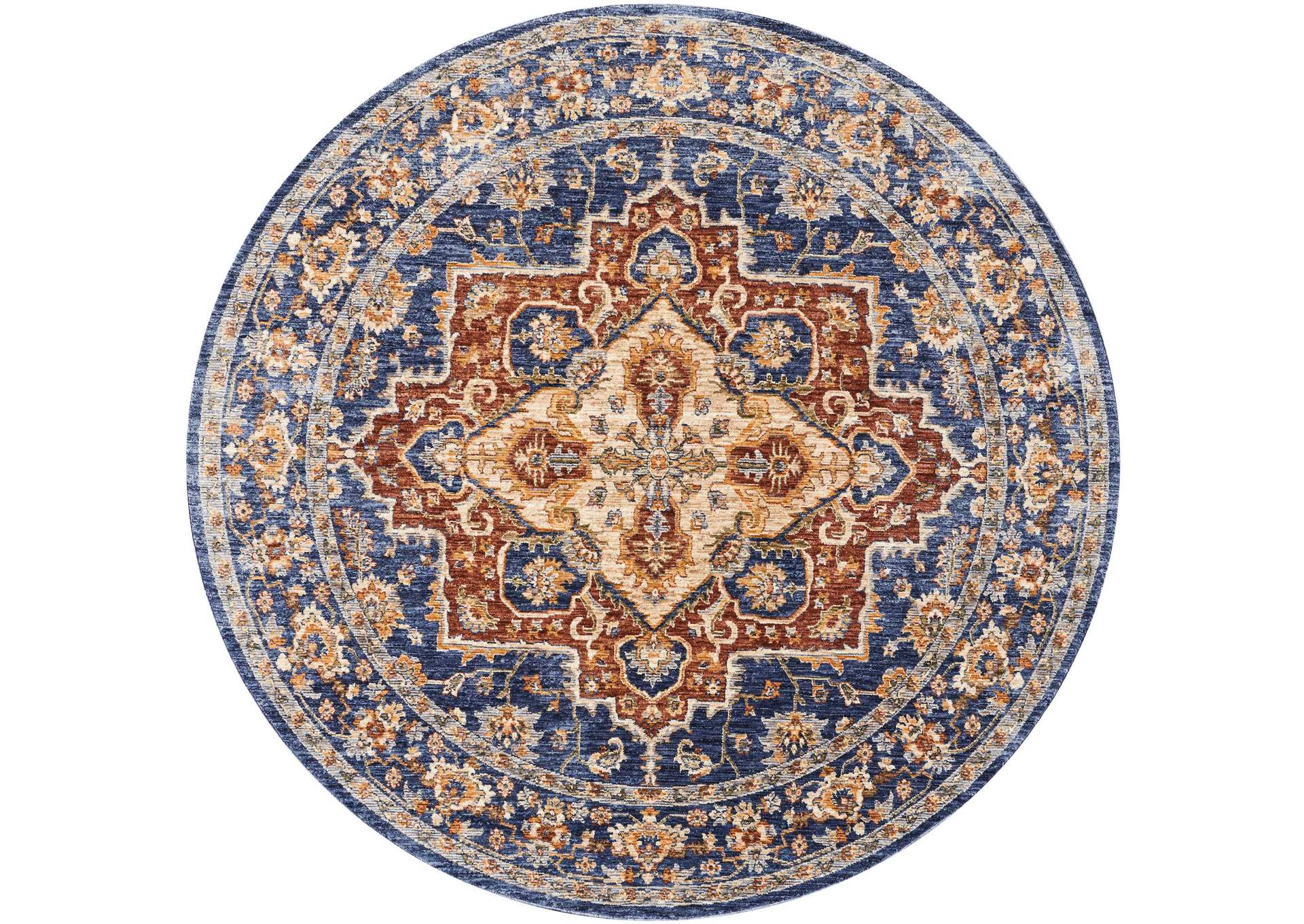 Nourison Lagos LAG01 Blue Multicolor 5' Round Area Rug,Nourison