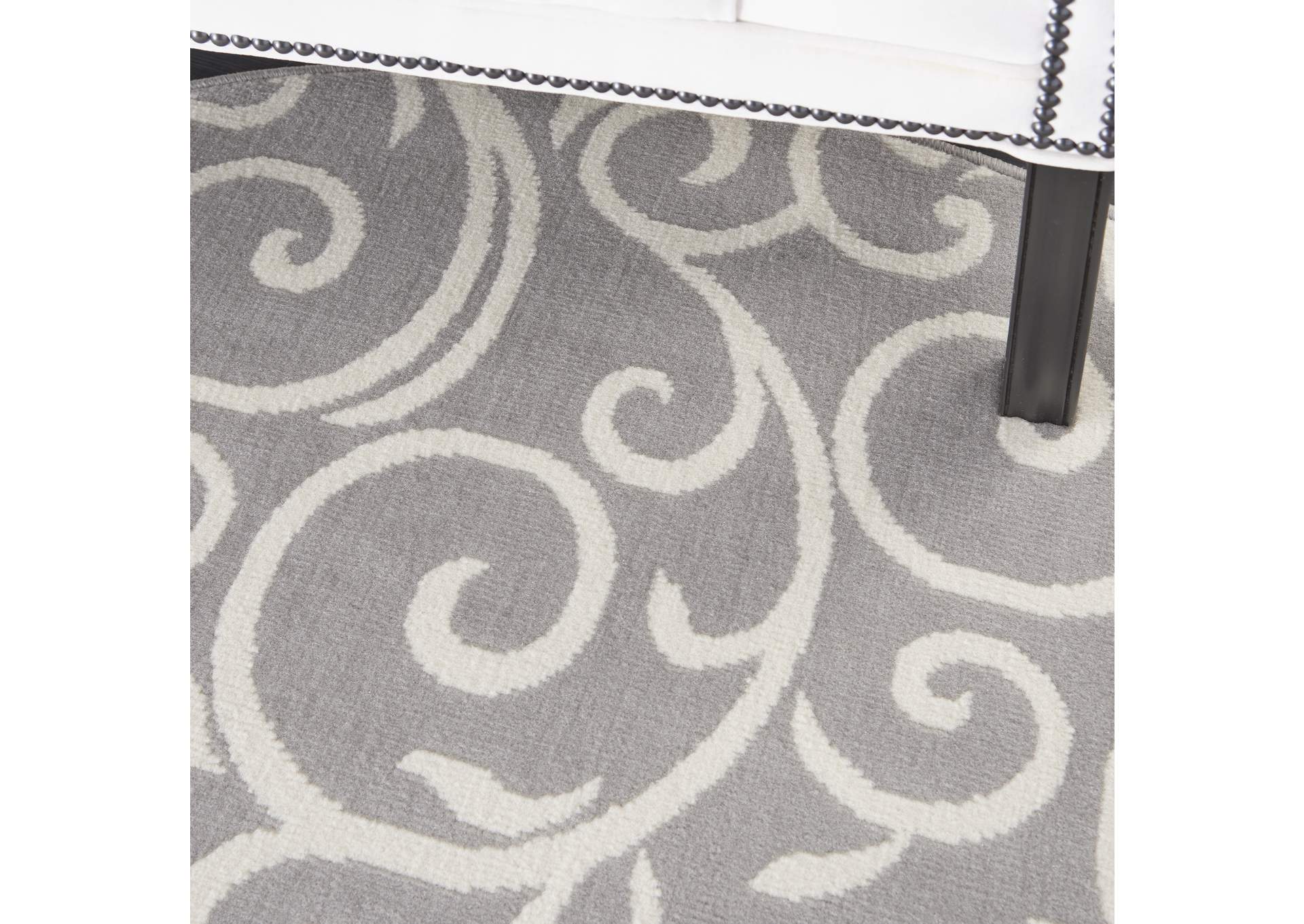 Nourison Grafix GRF19 Grey 5' Round Area Rug,Nourison