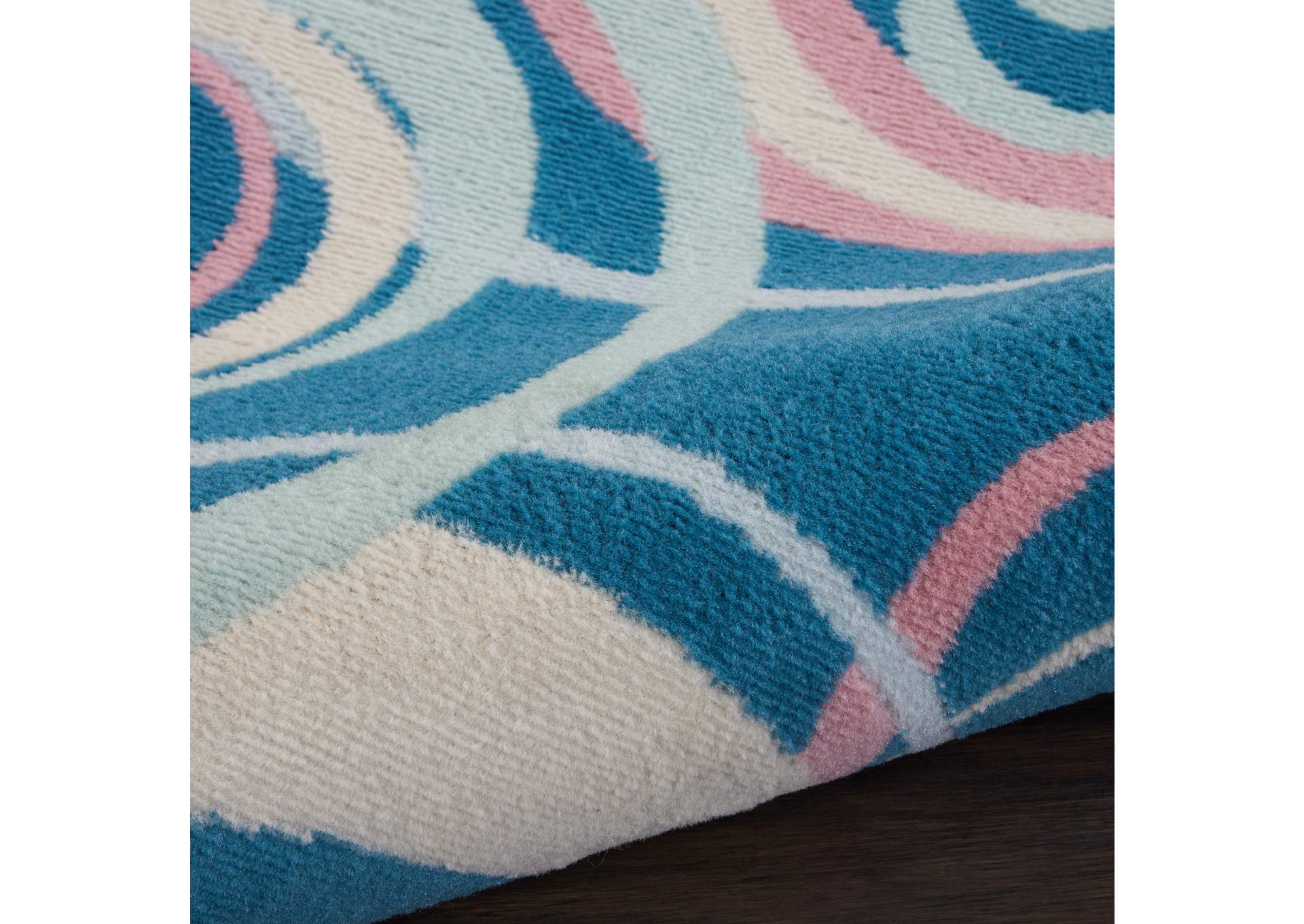 Nourison Grafix GRF21 Blue and Pink 8' Runner Hallway Rug,Nourison