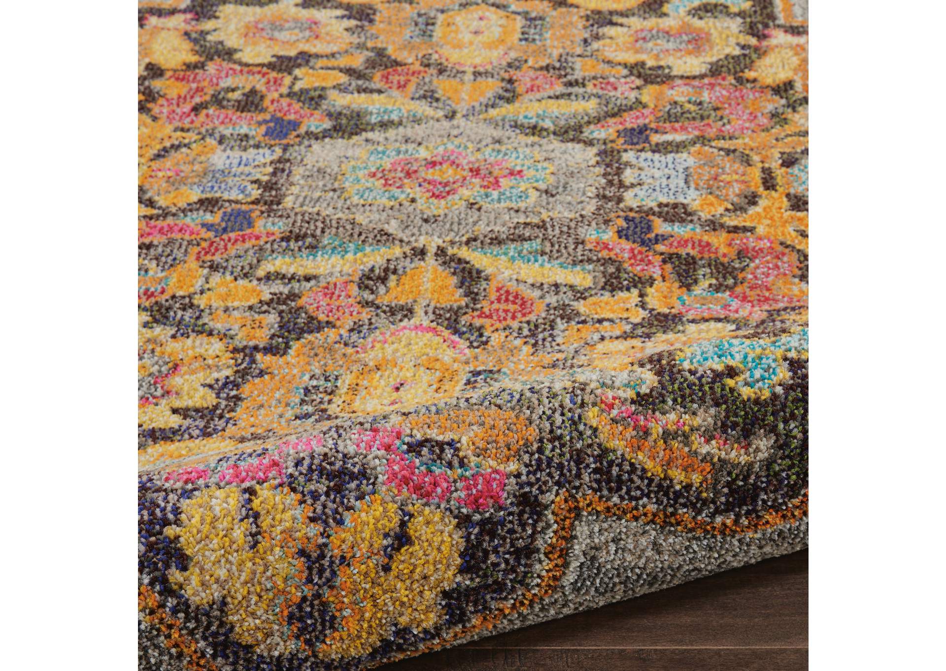 Nourison Passionate PST01 Grey Multicolor 8' Round Large Rug,Nourison