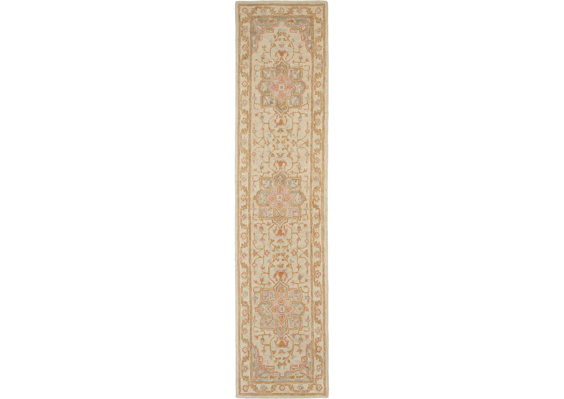 Nourison Jazmine JAZ01 Orange and Cream 10' Runner Wool Hallway Rug,Nourison