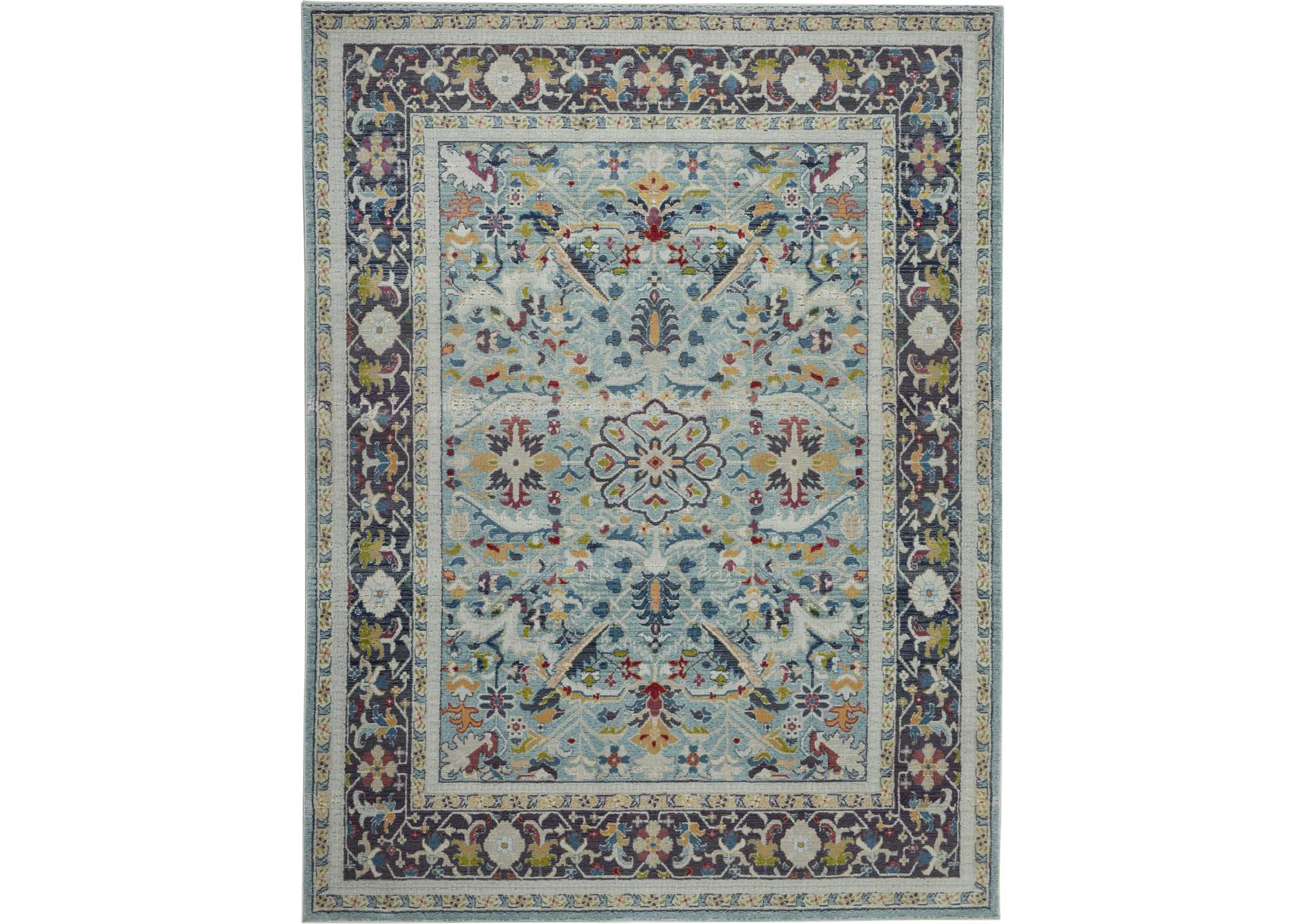 Nourison Ankara Global ANR14 Light Blue Multicolor 9'x12' Oversized Textured Rug,Nourison