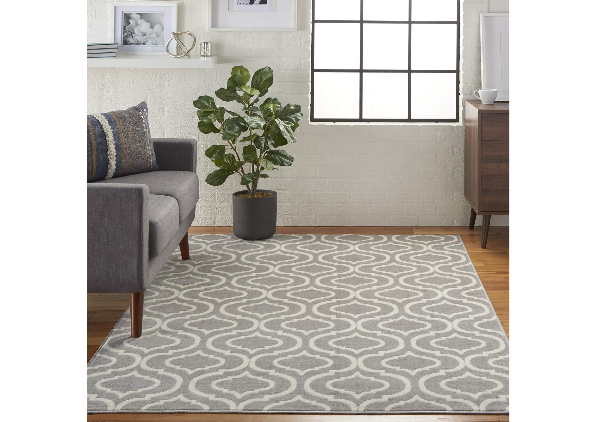 Nourison Jubilant JUB19 Grey 5'x7' Moroccan Area Rug,Nourison