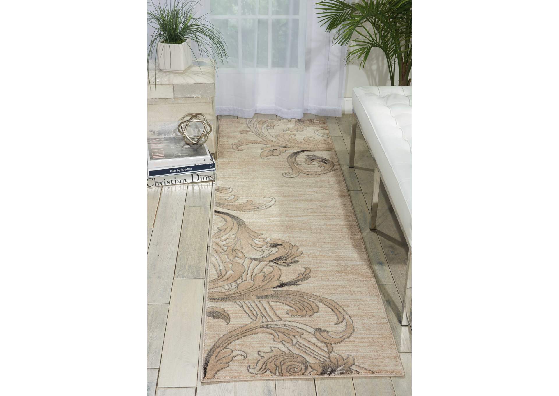Nourison Maxell MAE05 Taupe 8' Runner Hallway Rug,Nourison