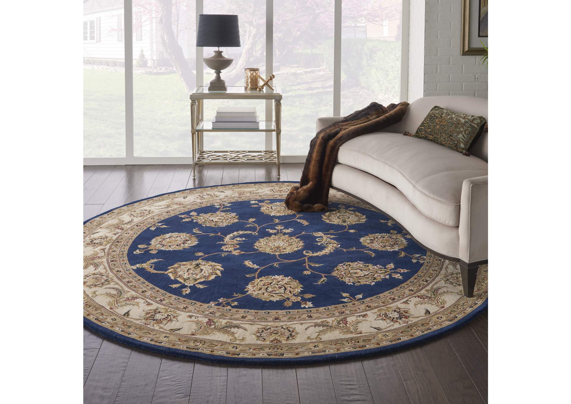 Nourison 2000 8' Round Navy Area Rug,Nourison