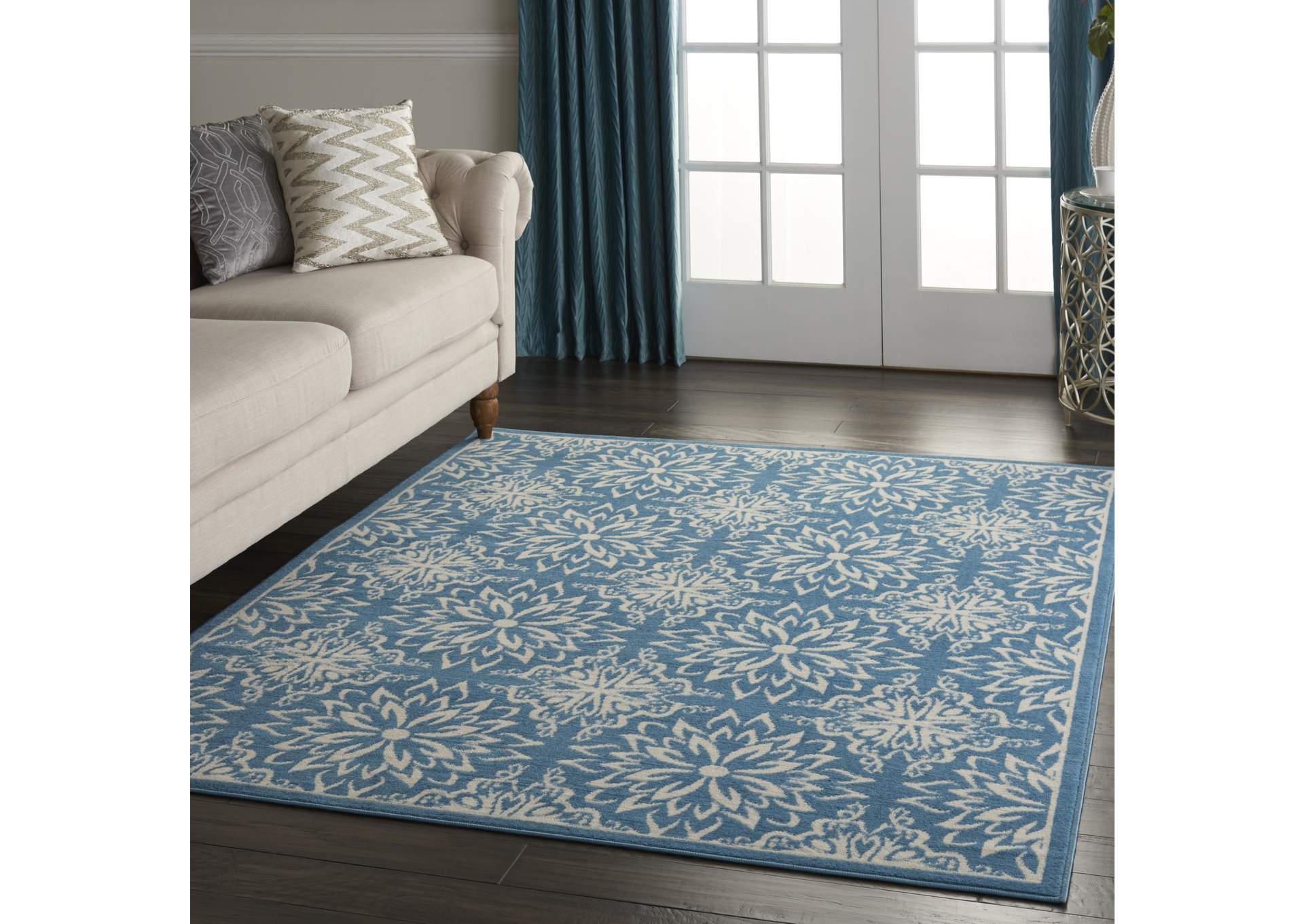 Nourison Jubilant 4' x 6' Ivory Blue Transitional Area Rug,Nourison