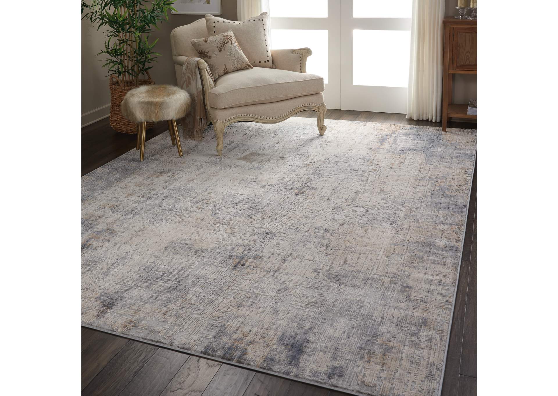 Nourison Rustic Textures RUS01 Grey and Beige 8'x11' Oversized Rug,Nourison