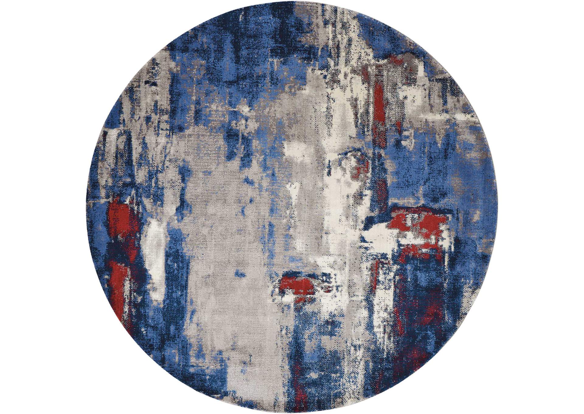 Nourison Twilight TWI20 Grey and Blue 8' Round Large Rug,Nourison