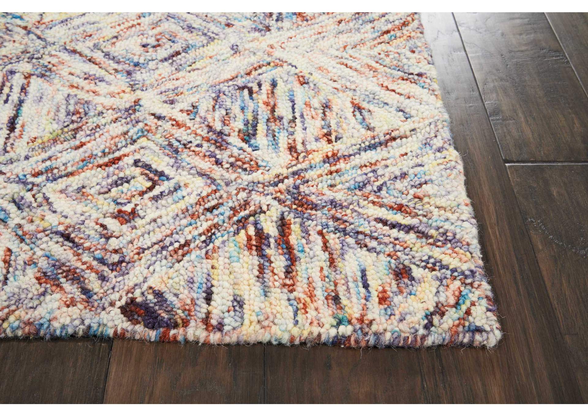 Nourison Linked Multicolor 8' Runner Wool Hallway Rug,Nourison