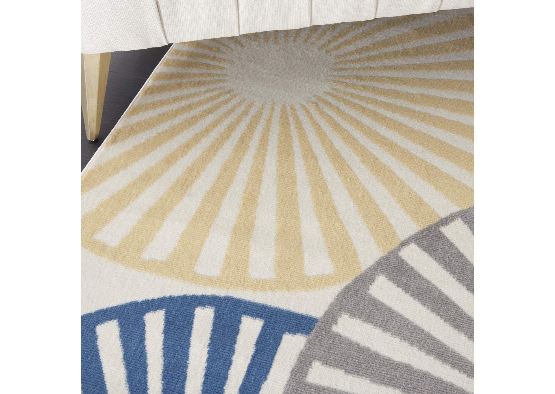 Nourison Grafix GRF20 White and Blue 8'x10' Large Rug,Nourison