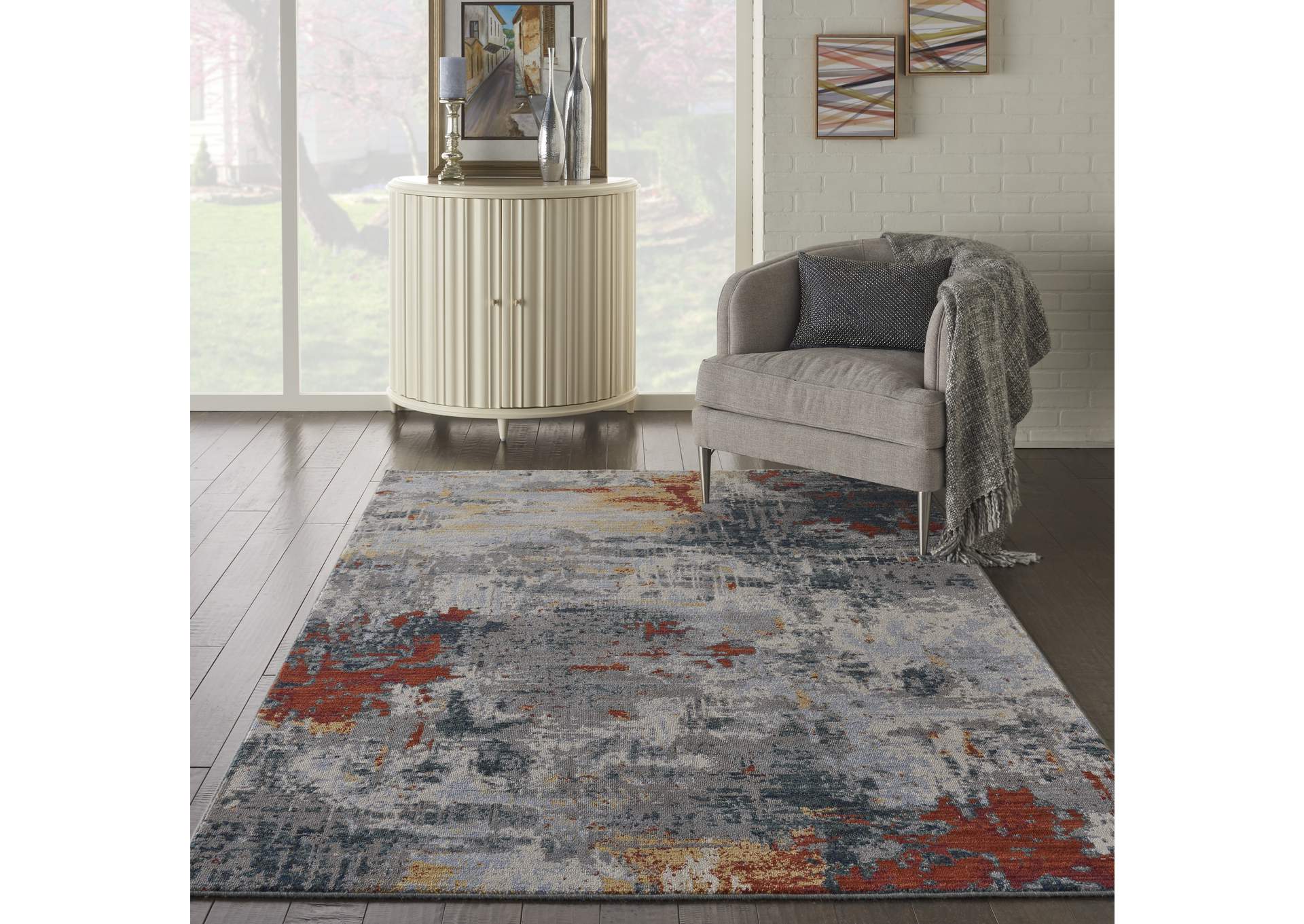 Nourison Artworks ATW03 Grey Multicolor 6'x8' Abstract Area Rug,Nourison