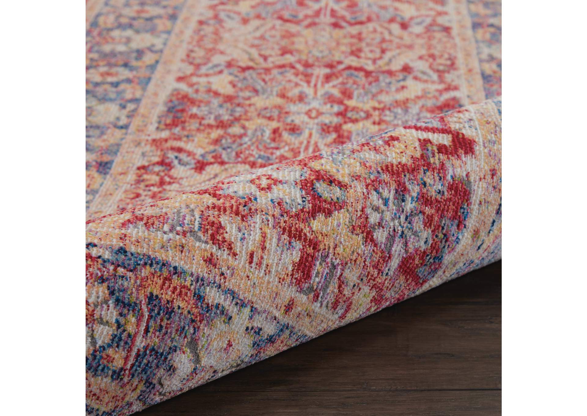 Nourison Ankara Global ANR02 Red and Blue Multicolor 6' Runner Low-pile Hallway Rug,Nourison