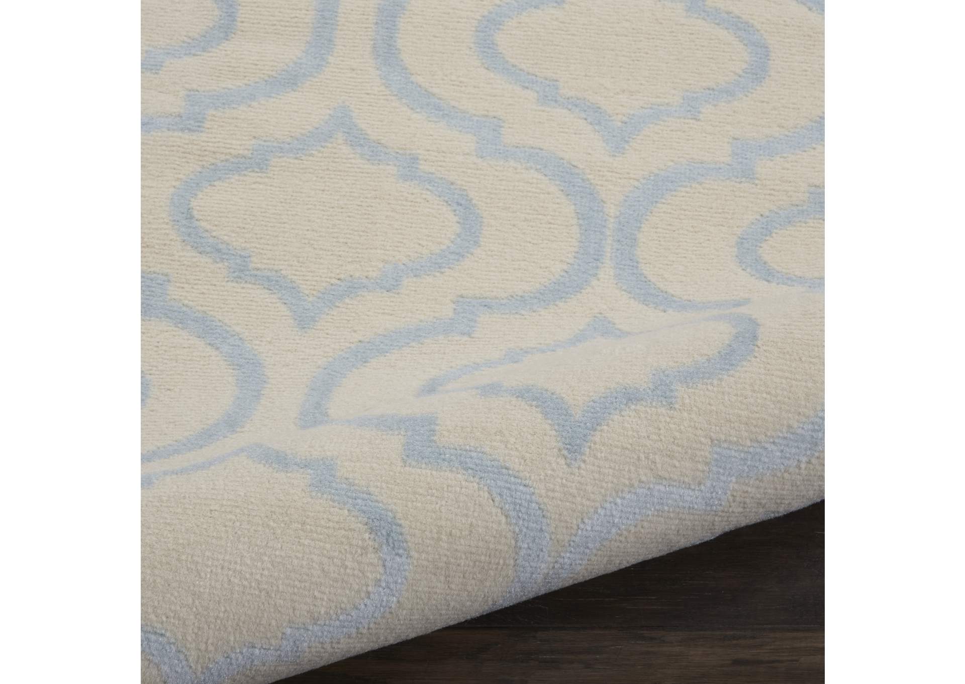 Nourison Jubilant JUB19 White and Blue 7' Runner Low-pile Hallway Rug,Nourison
