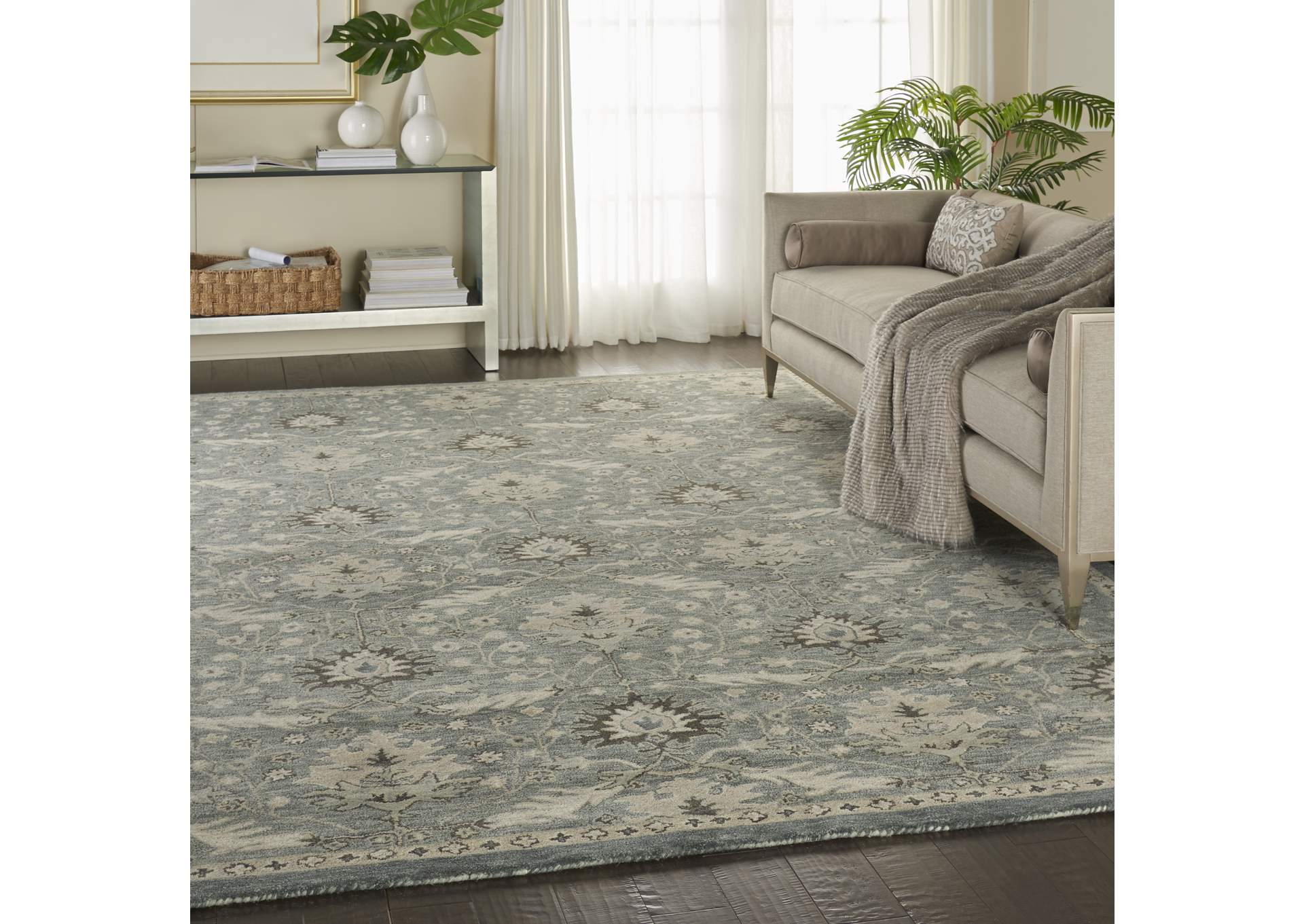 Nourison Jazmine JAZ02 Seafoam Green 9'x12' Oversized Wool Rug,Nourison