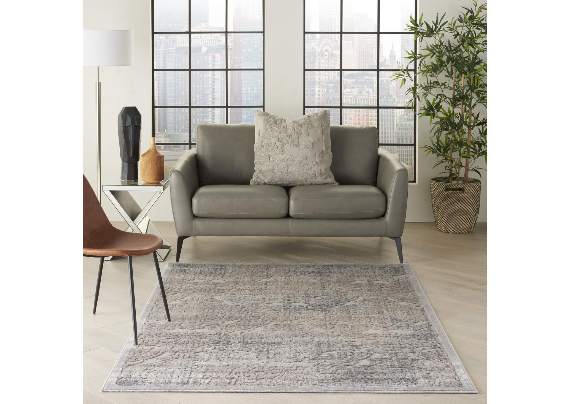 Nourison Graphic Illusions GIL09 Grey 5'x8' Area Rug,Nourison