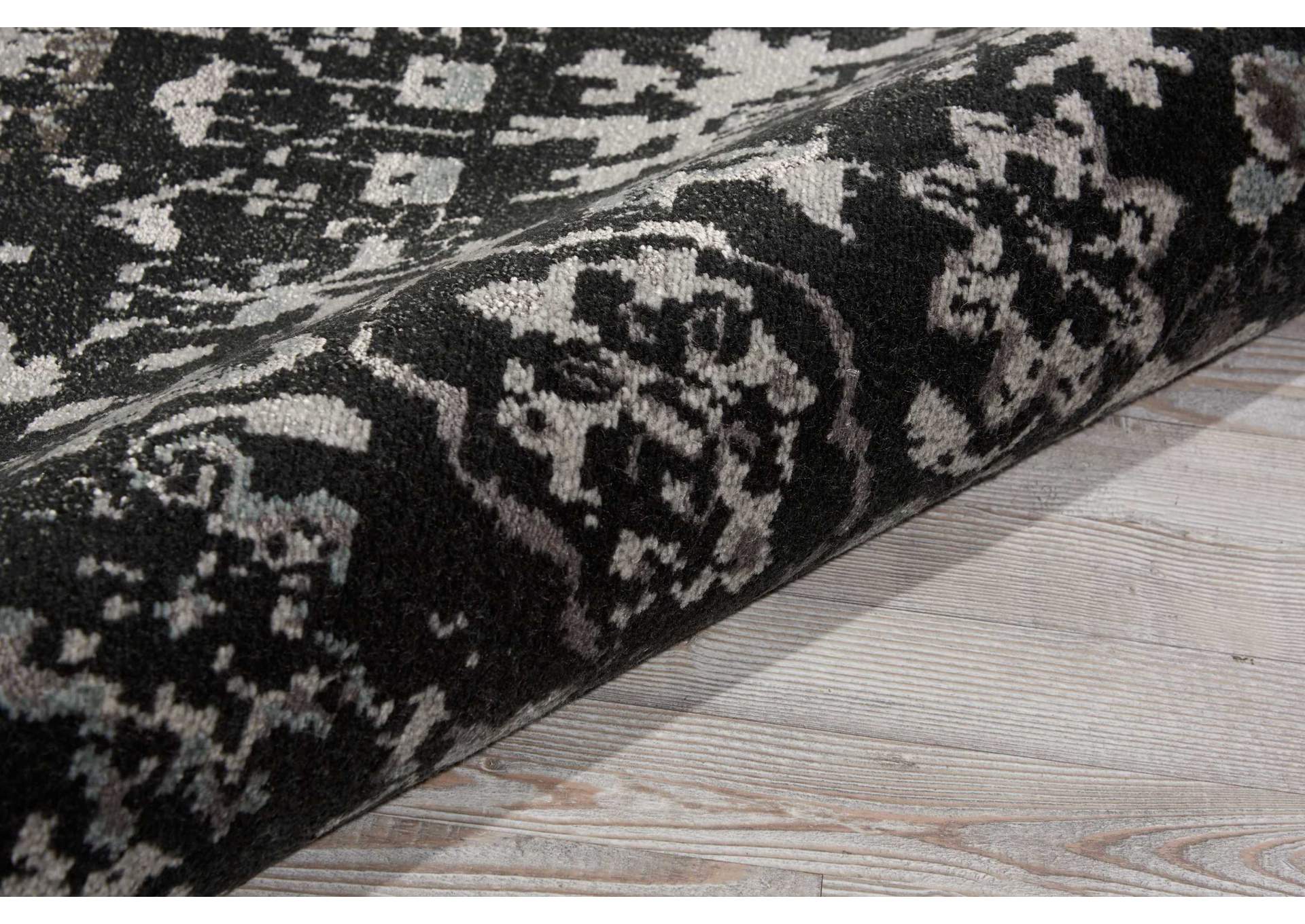 Nourison Twilight TWI13 Black and Grey 8' Round Large Rug,Nourison