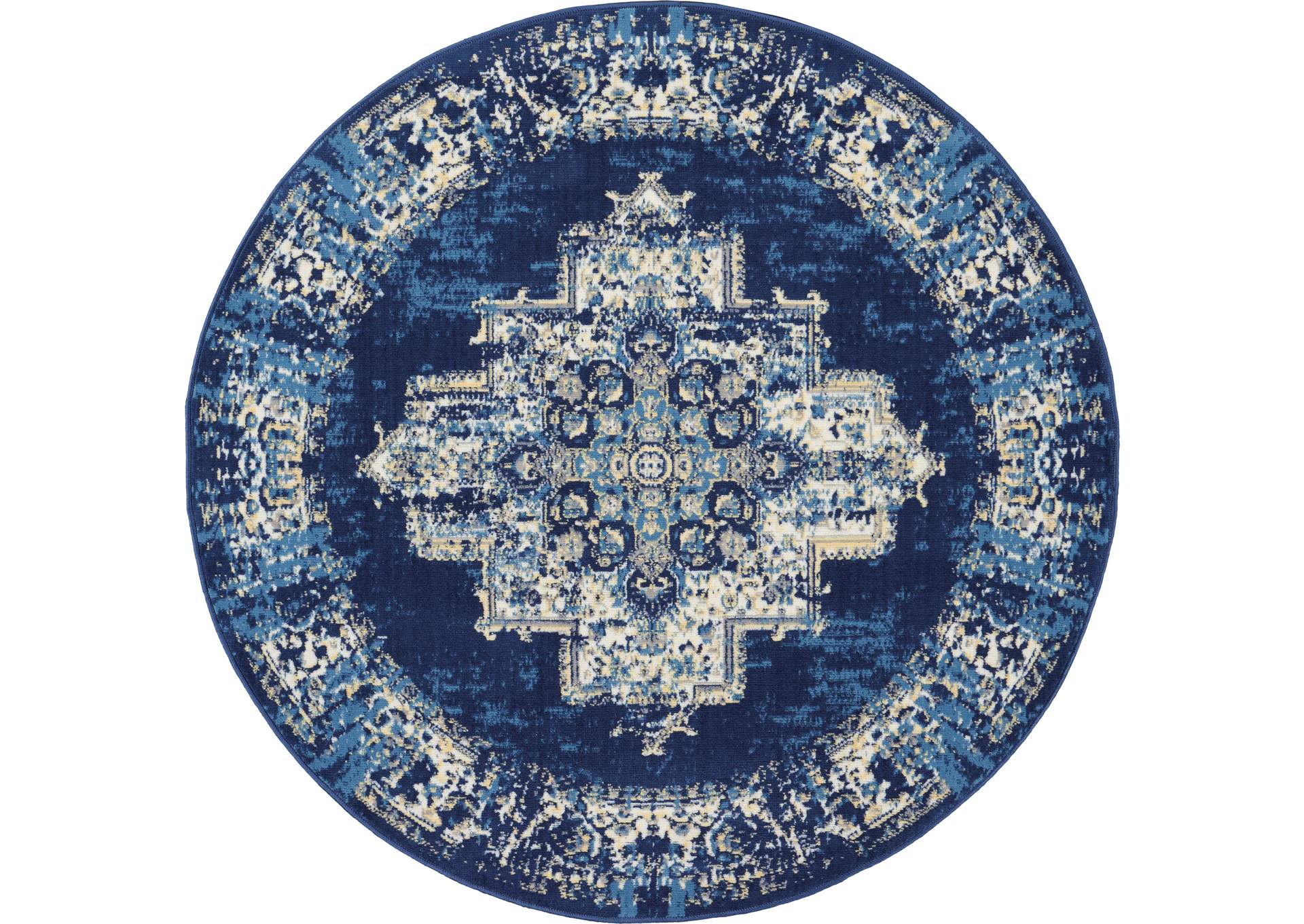 Nourison Grafix GRF14 Blue 5' Round Area Rug,Nourison