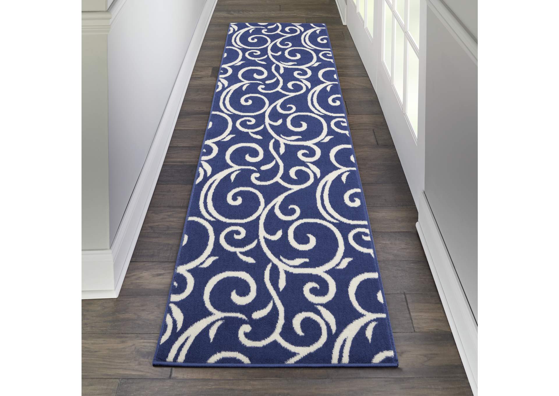 Nourison Grafix GRF19 Dark Blue 8' Runner Hallway Rug,Nourison