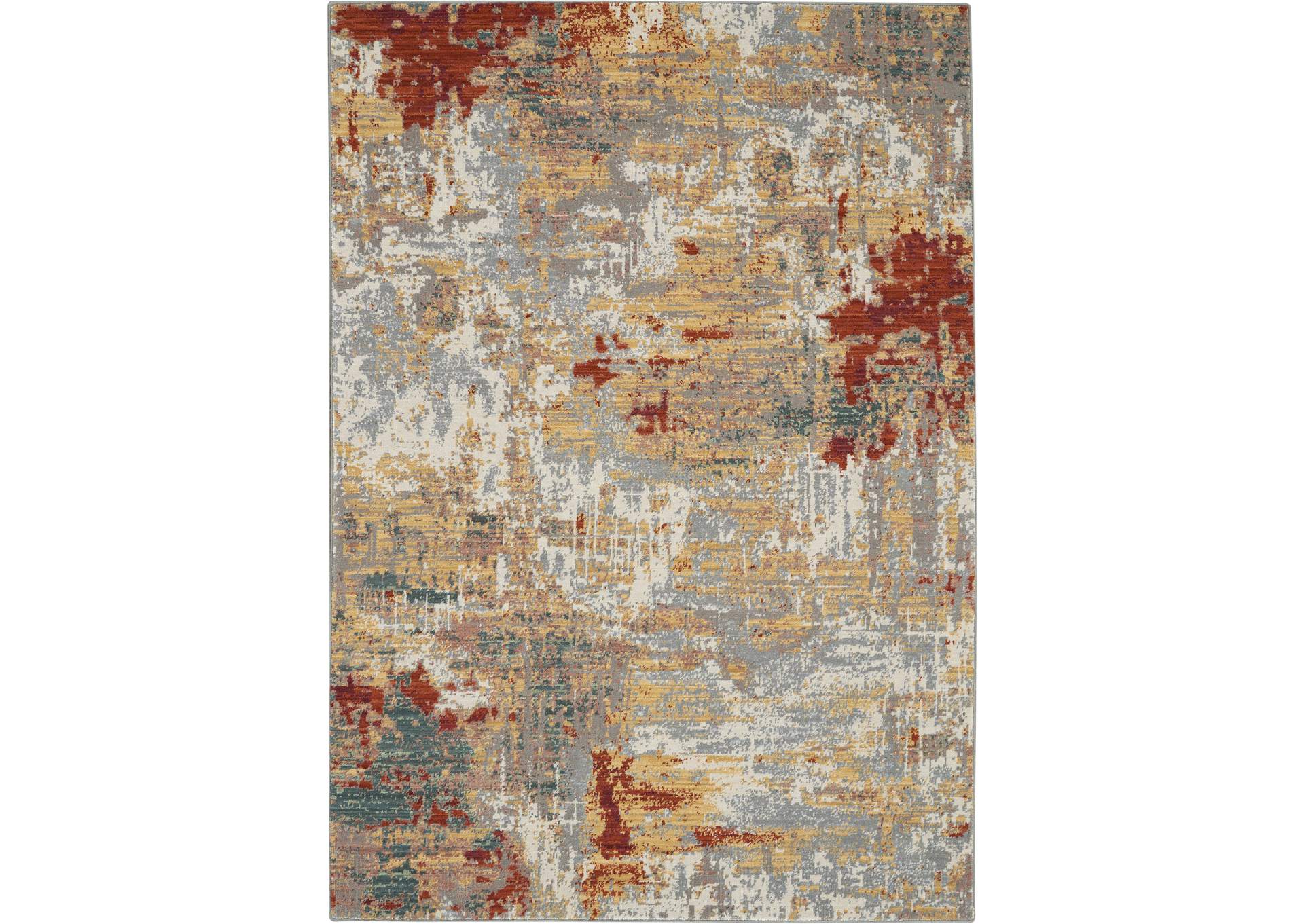 Nourison Artworks ATW03 Red and Gold Multicolor 6'x8' Abstract Area Rug,Nourison