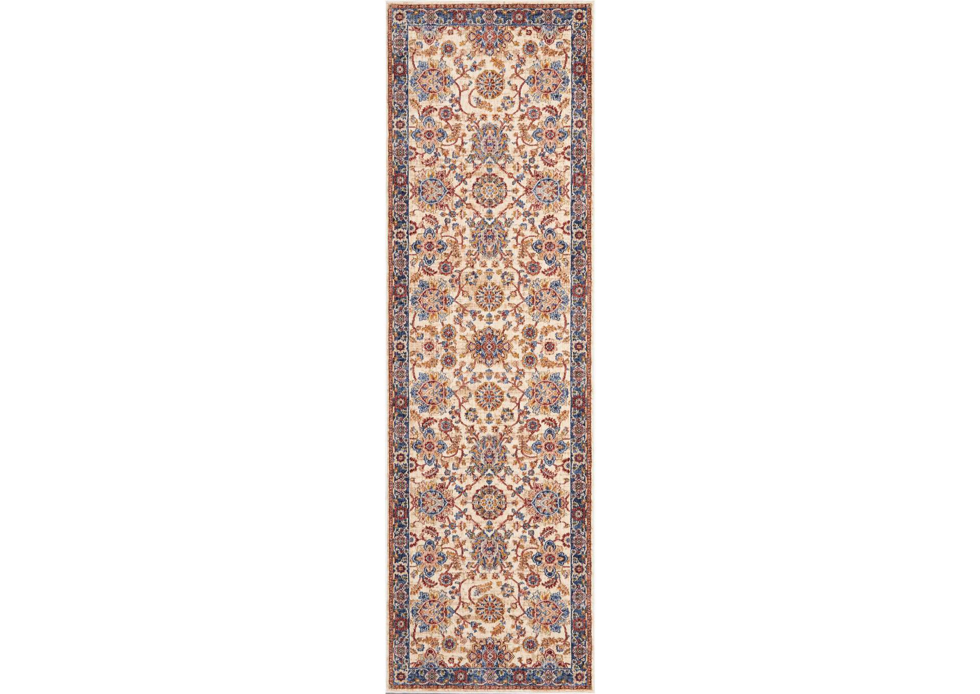 Nourison Lagos LAG04 Cream Multicolor 8' Runner Low-pile Hallway Rug,Nourison
