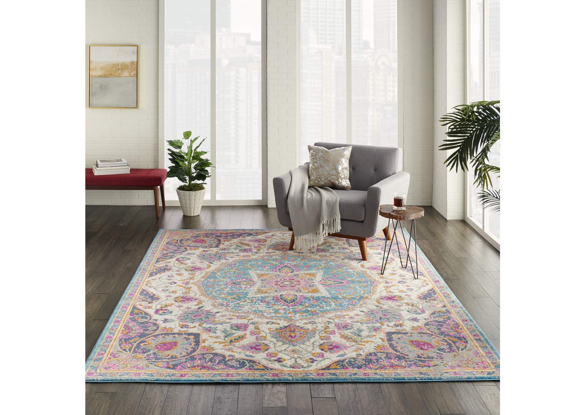 Nourison Passion Bohemian Ivory Multi Colored Area Rug,Nourison