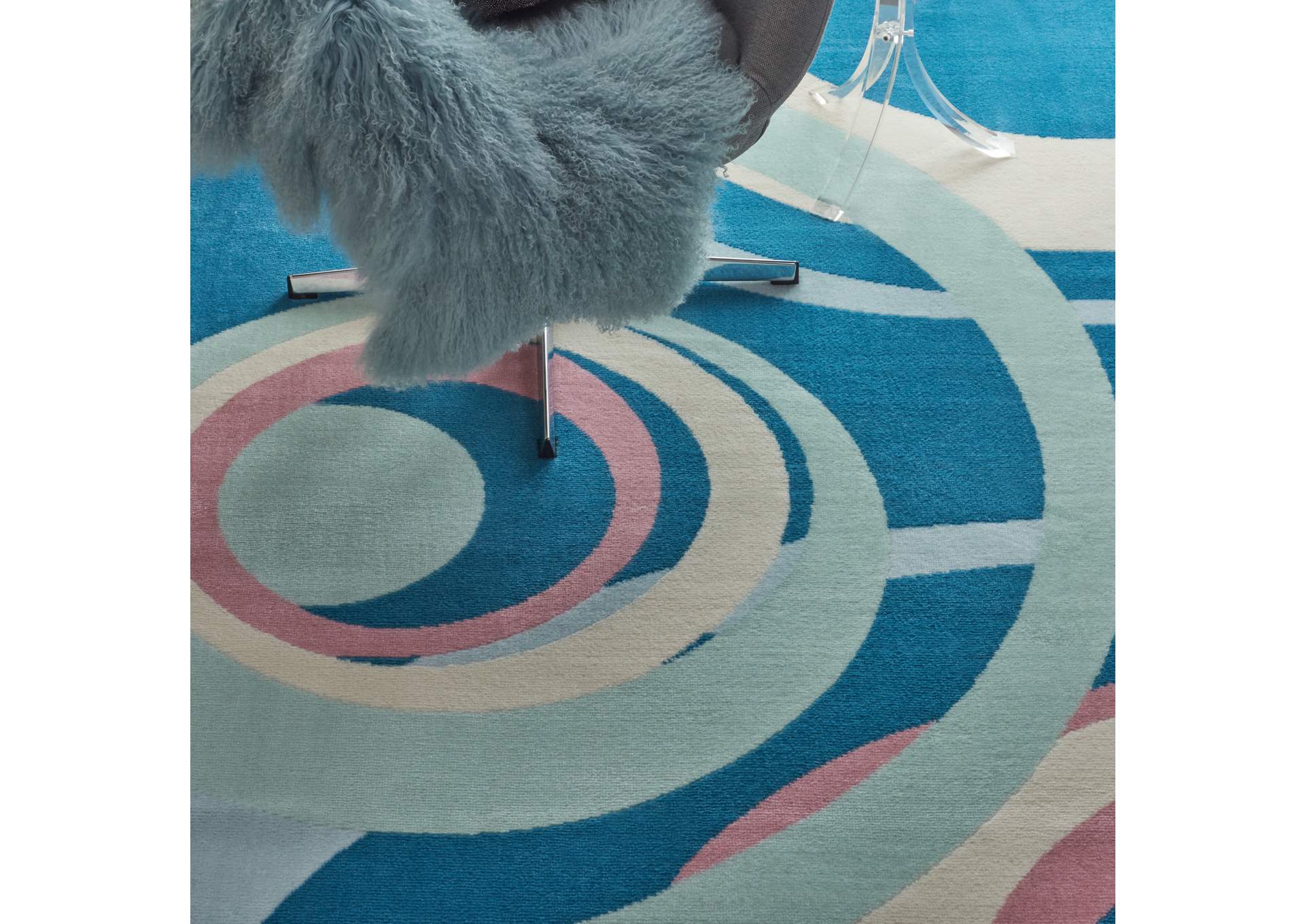 Nourison Grafix GRF21 Blue and Pink 8'x10' Large Rug,Nourison