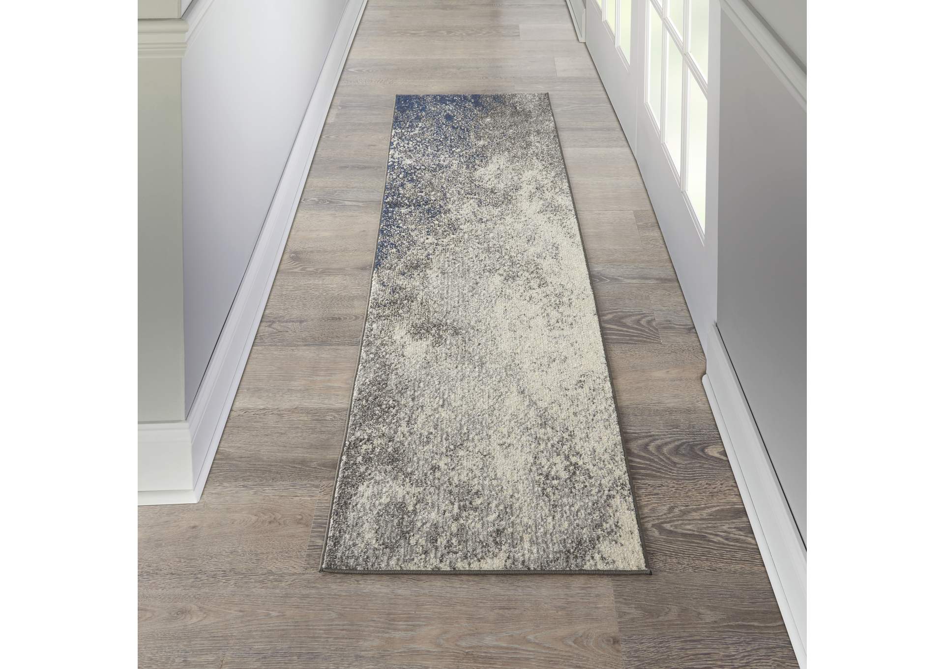 Nourison Passion 8' Runner Charcoal and Ivory Area Rug,Nourison