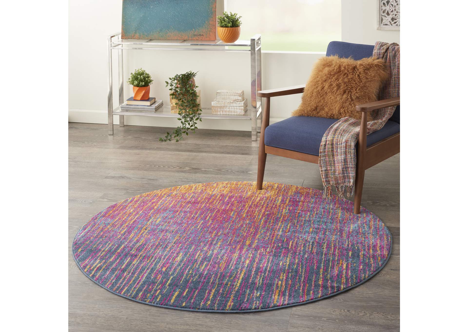 Nourison Passion PSN09 Multicolor 5' Round Colorful Area Rug,Nourison