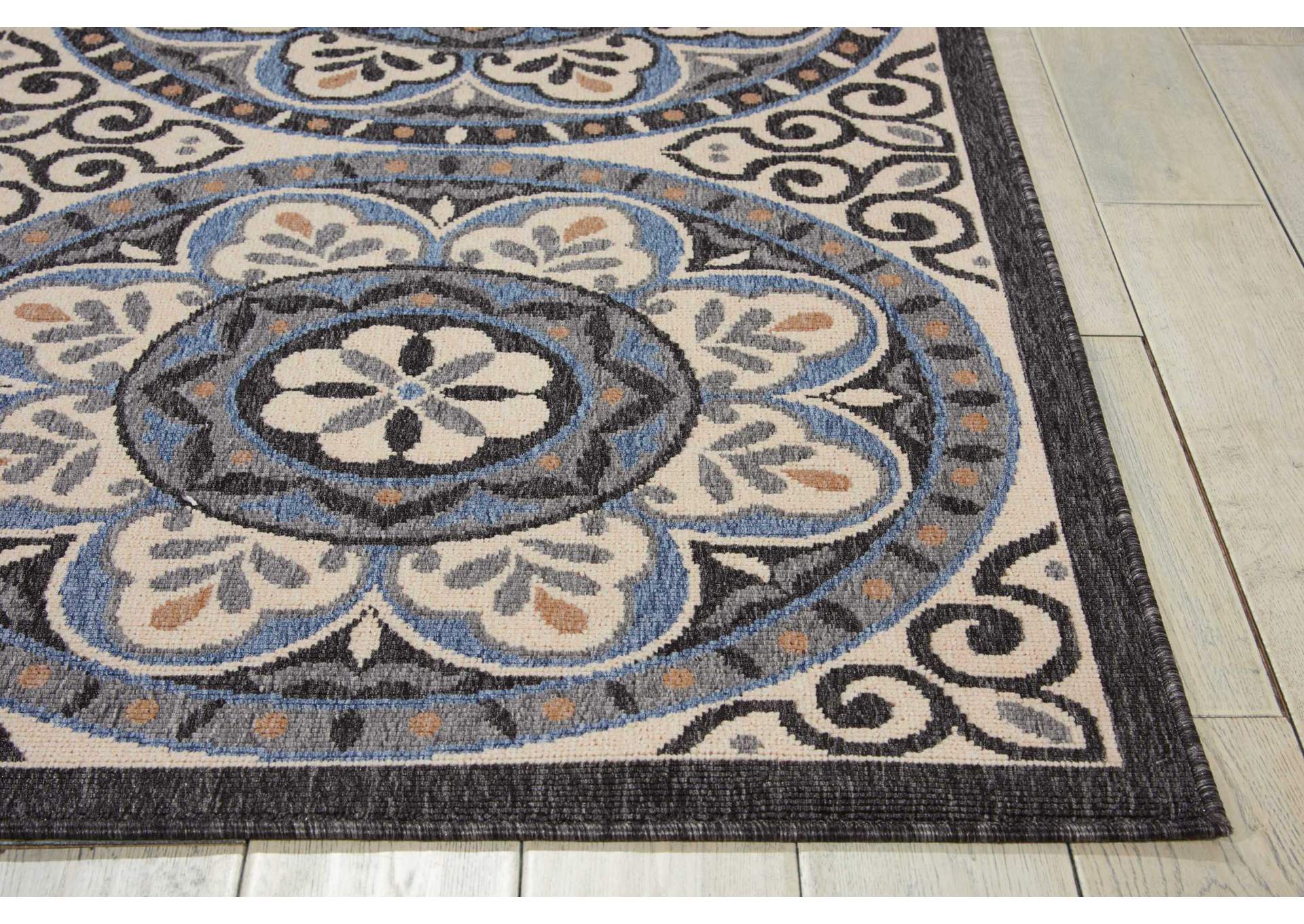Nourison Caribbean CRB15 White and Black 8' Runner Hallway Rug,Nourison