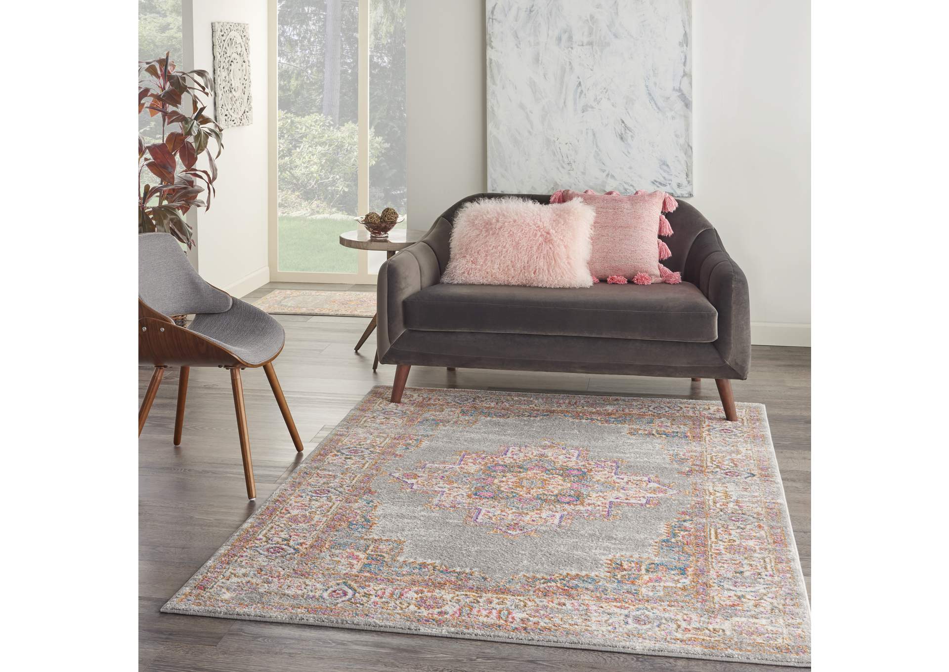 Nourison Passion PSN03 Grey 5'x7' Vintage Area Rug,Nourison