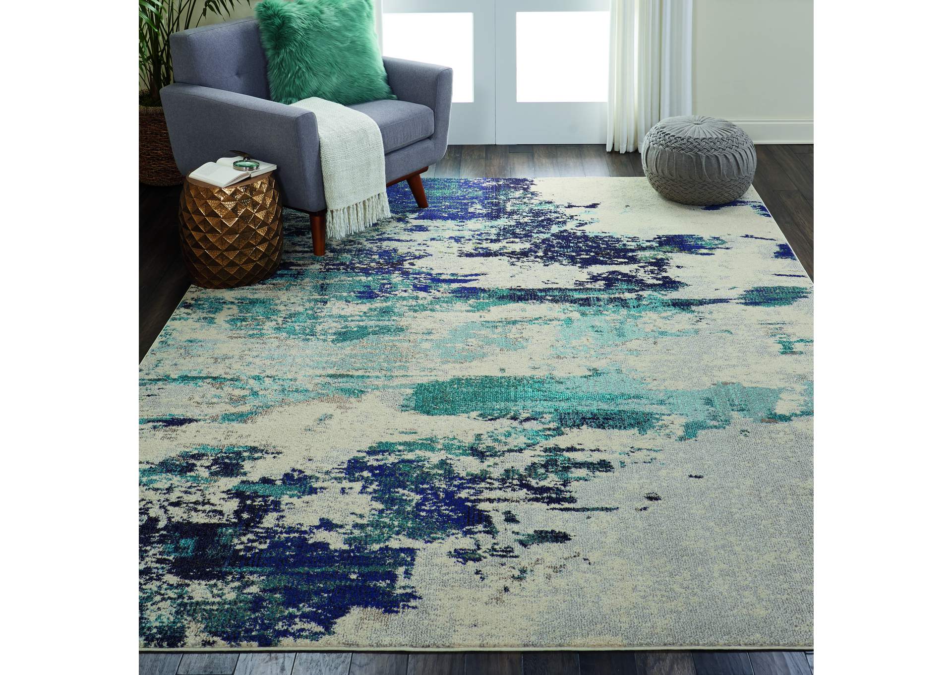 Nourison Celestial CES02 Blue and White 8'x11' Oversized Rug,Nourison