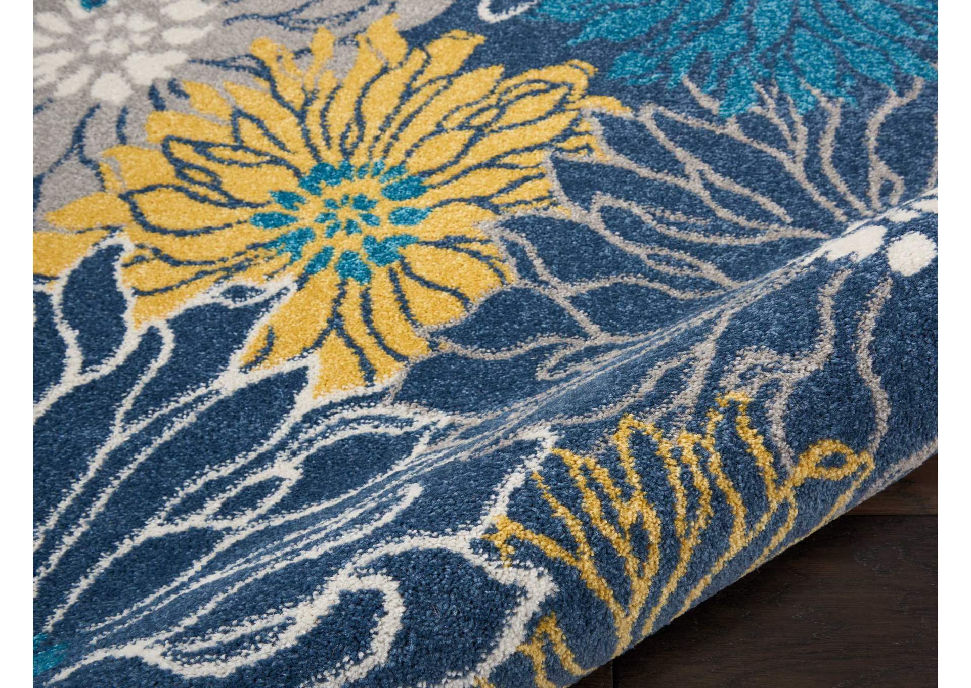 Nourison Passion PSN17 Blue 4'x6' Floral Area Rug,Nourison