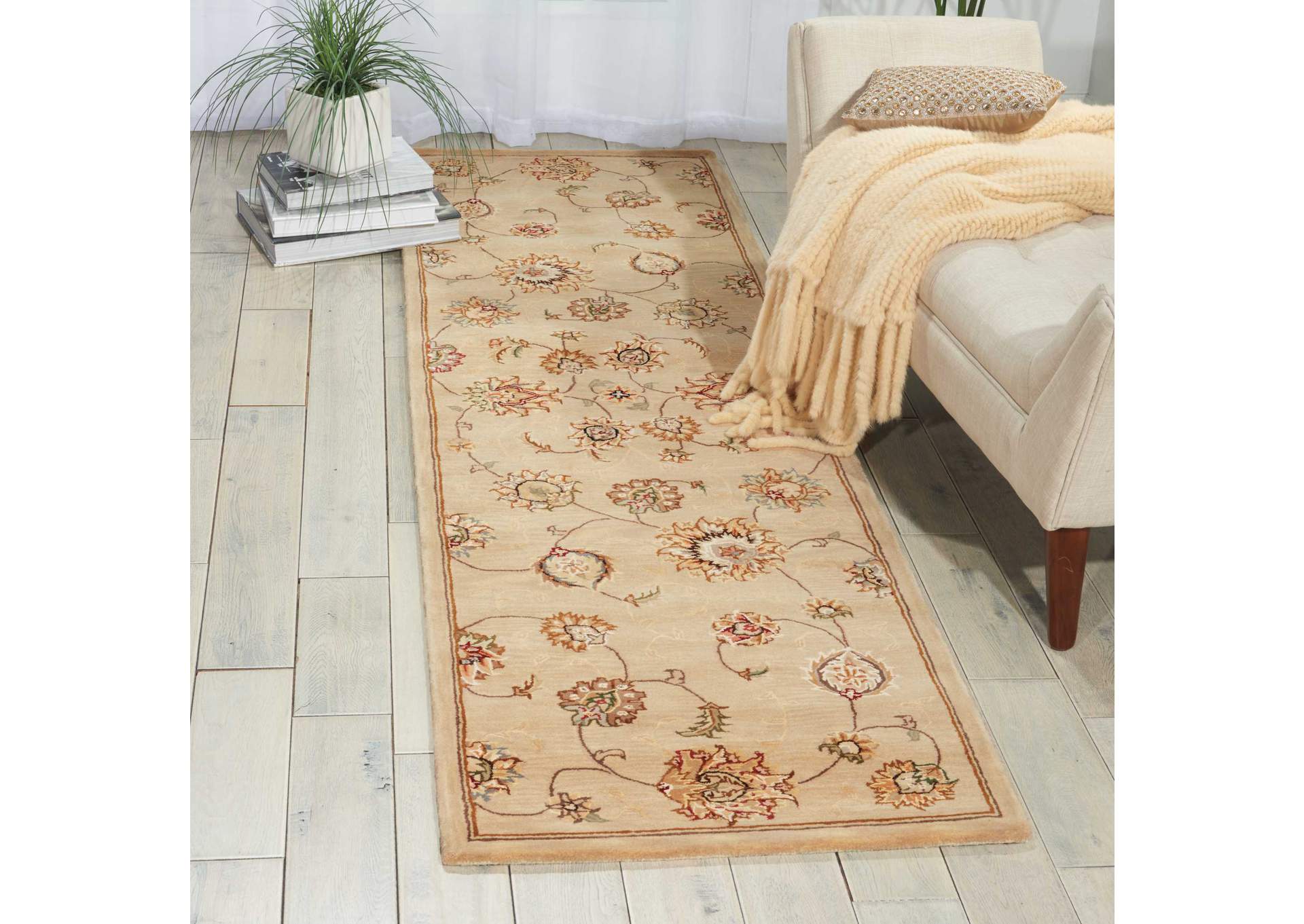 Nourison 2000 2360 Beige 8' Runner Area Rug,Nourison