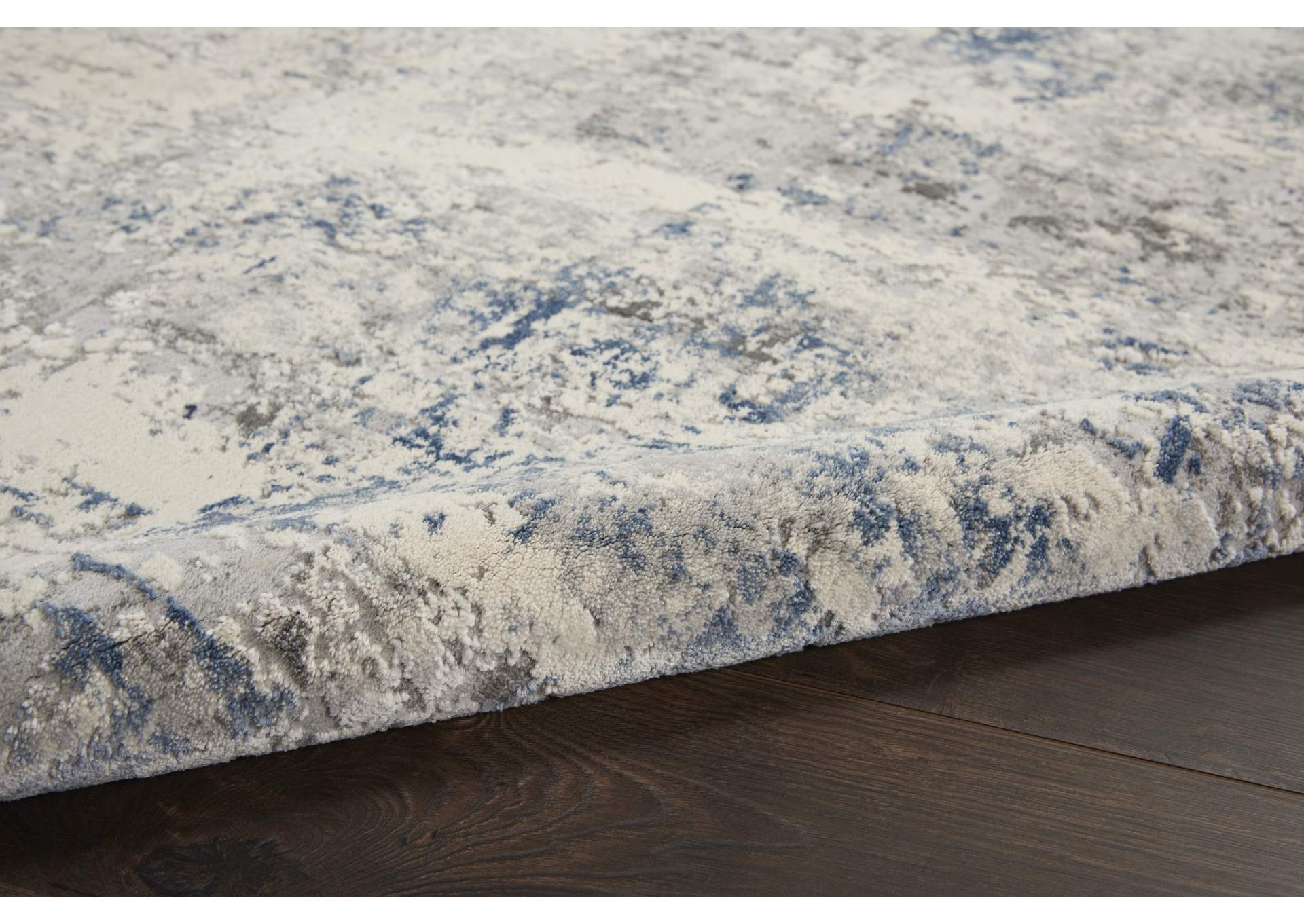 Nourison Rustic Textures RUS07 Slate Blue and Ivory 4'x6' Abstract Area Rug,Nourison