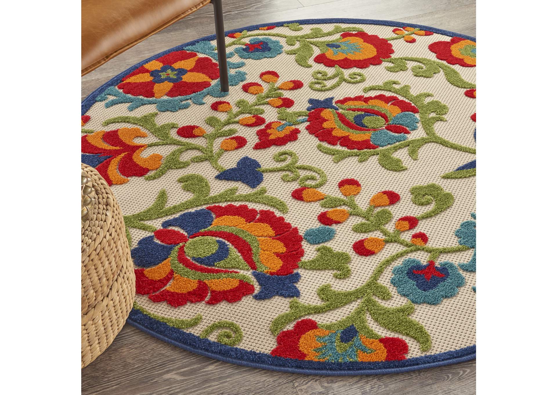 Nourison Aloha ALH17 Multicolor 5' Round Indoor-outdoor Area Rug,Nourison