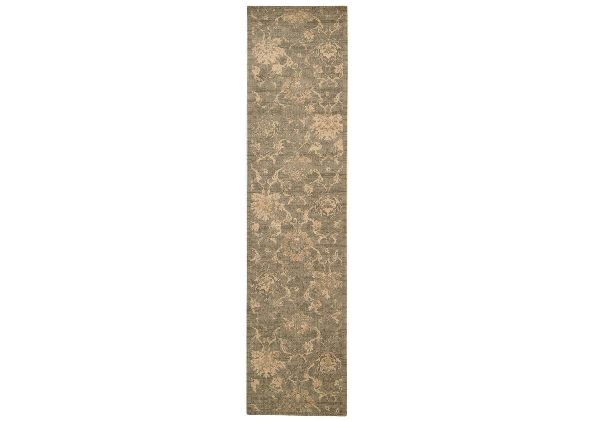 Nourison Silken Allure SLK11 Green 10' Runner Hallway Rug,Nourison
