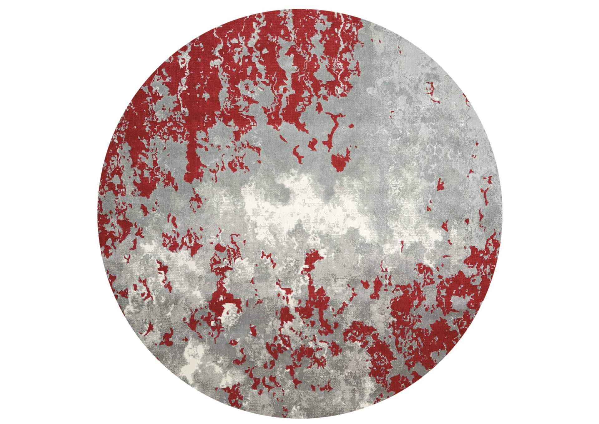 Nourison Twilight TWI21 Grey and Red 8' Round Large Rug,Nourison