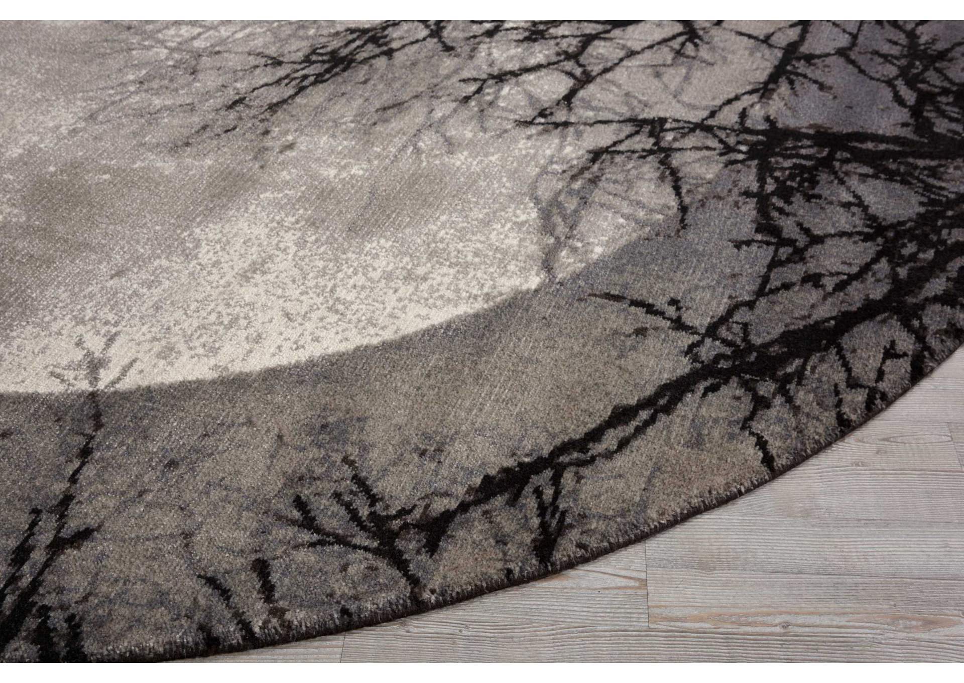 Nourison Twilight TWI17 Black and Grey 8' Round Large Rug,Nourison